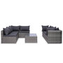 Voir la diapositive 3 : VIDAXL Salon de jardin 8 pcs avec coussins Resine tressee Gris