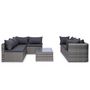 Voir la diapositive 3 : VIDAXL Salon de jardin 8 pcs avec coussins Resine tressee Gris