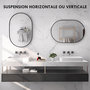 Voir la diapositive 5 : HOMCOM Miroir mural ovale dim. 60L x 90H cm cadre arrondi montage vertical/horizontal alu. noir