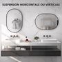 Voir la diapositive 5 : HOMCOM Miroir mural ovale dim. 60L x 90H cm cadre arrondi montage vertical/horizontal alu. noir
