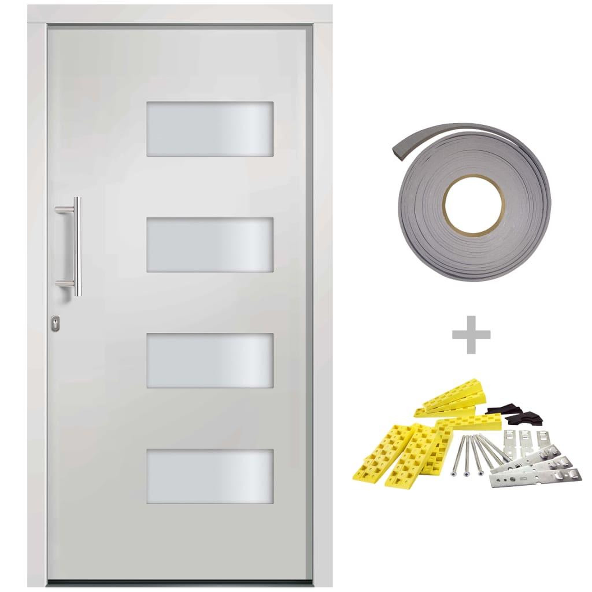 Voir la diapositive 2 : VIDAXL Porte d'entree Aluminium et PVC Blanc 110x210 cm