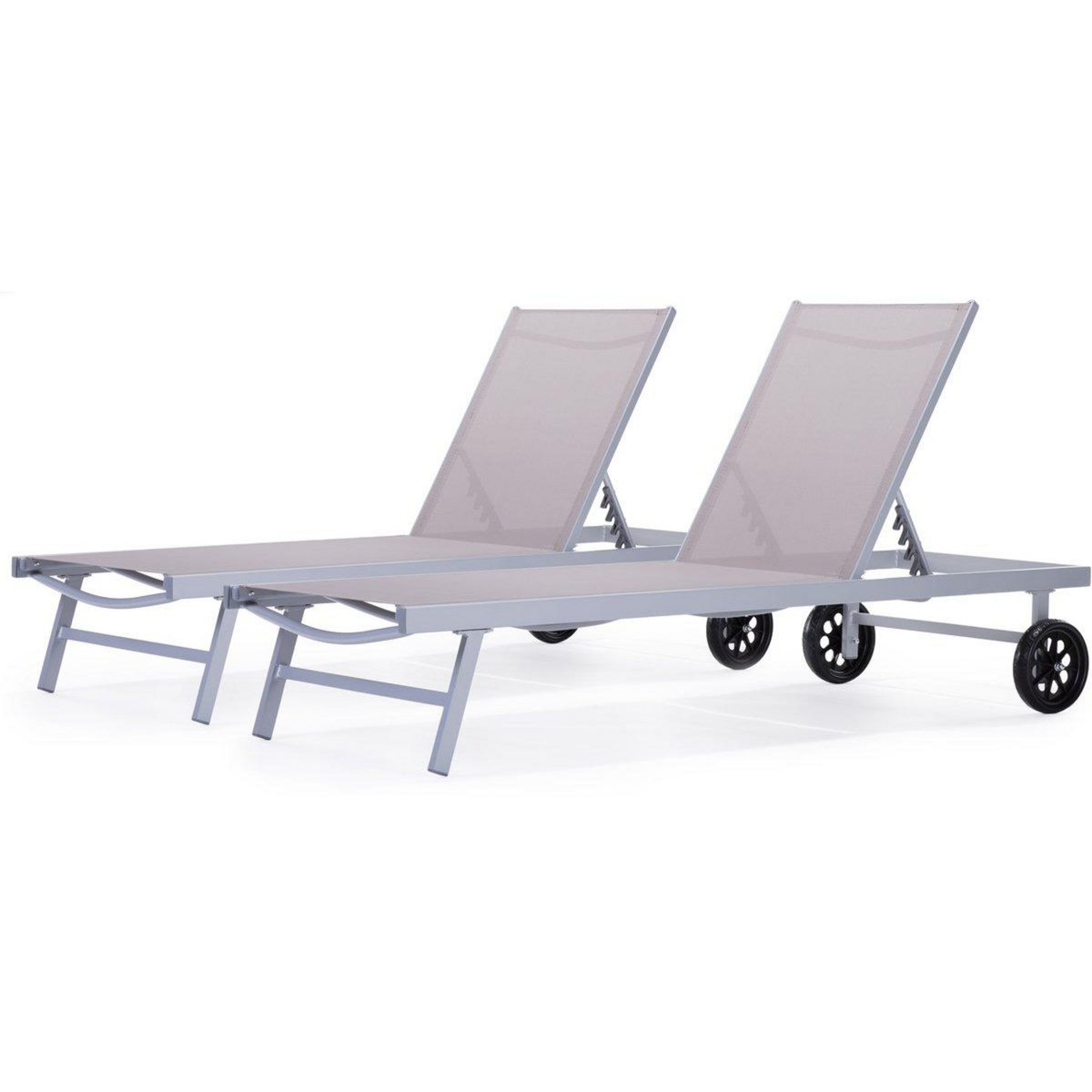 Habitat et Jardin Bain de soleil en aluminium et textilène  Bella  - Phoenix - Taupe - Lot de 2