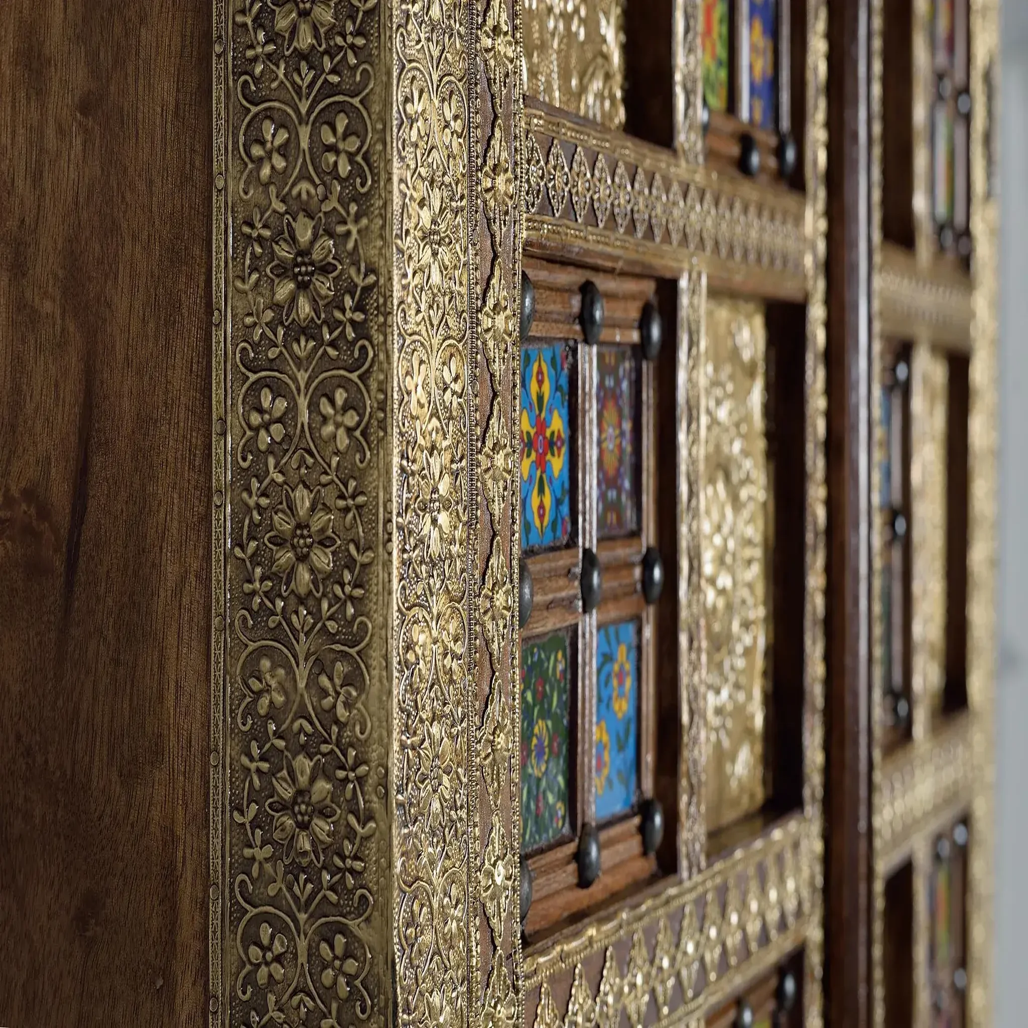 Voir la diapositive 5 : GINER Y COLOMER SL Armoire en bois d'acacia 100cm style artisanal ethnique