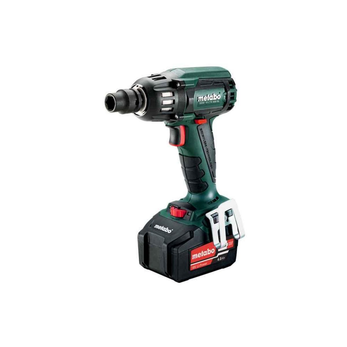 METABO SAS Boulonneuse à chocs 18 V SSW 18 LTX 400 BL - 2 x 4,0 Ah Li-Power, ASC 55, coffret Metabox