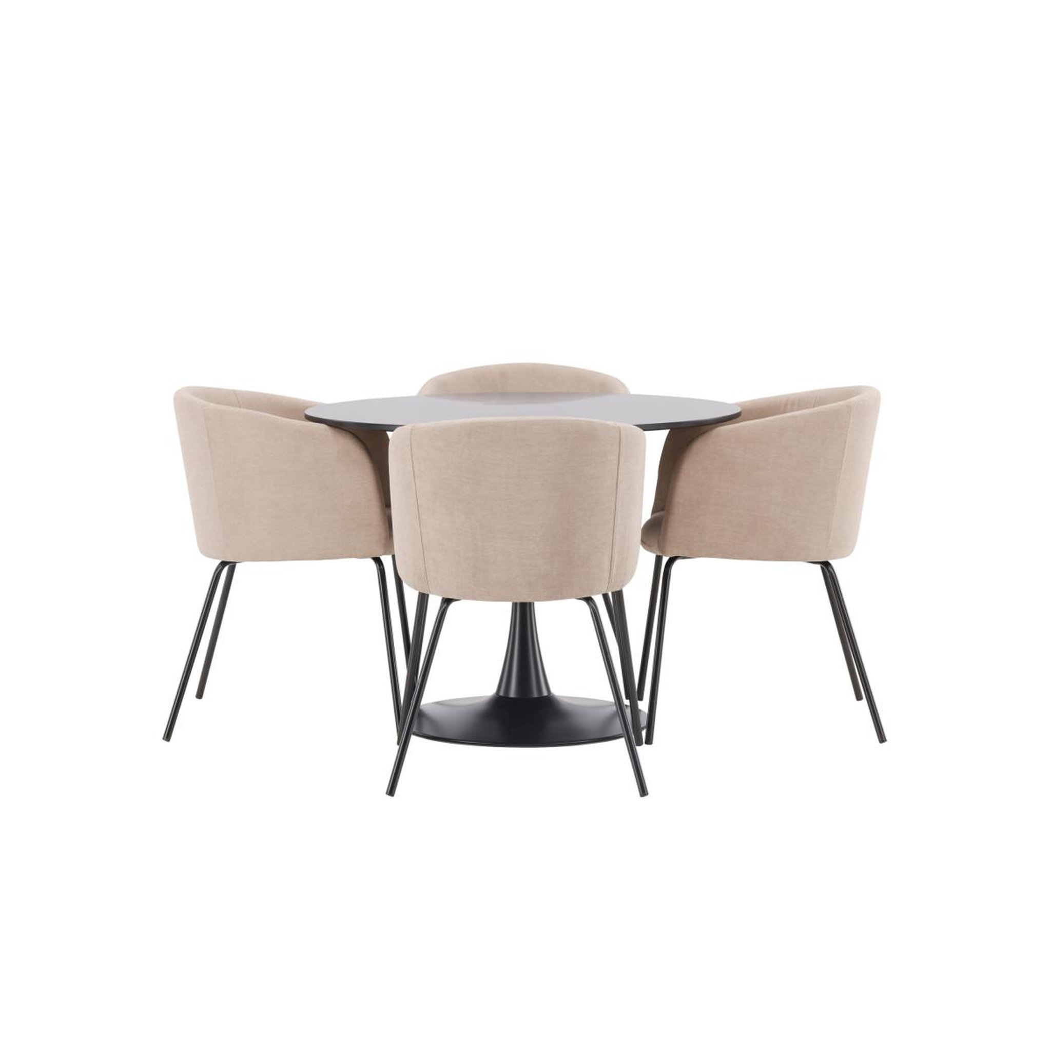Voir la diapositive 2 : Paris Prix Ensemble table à manger & 4 chaises  glade & berit  100cm noir & beige