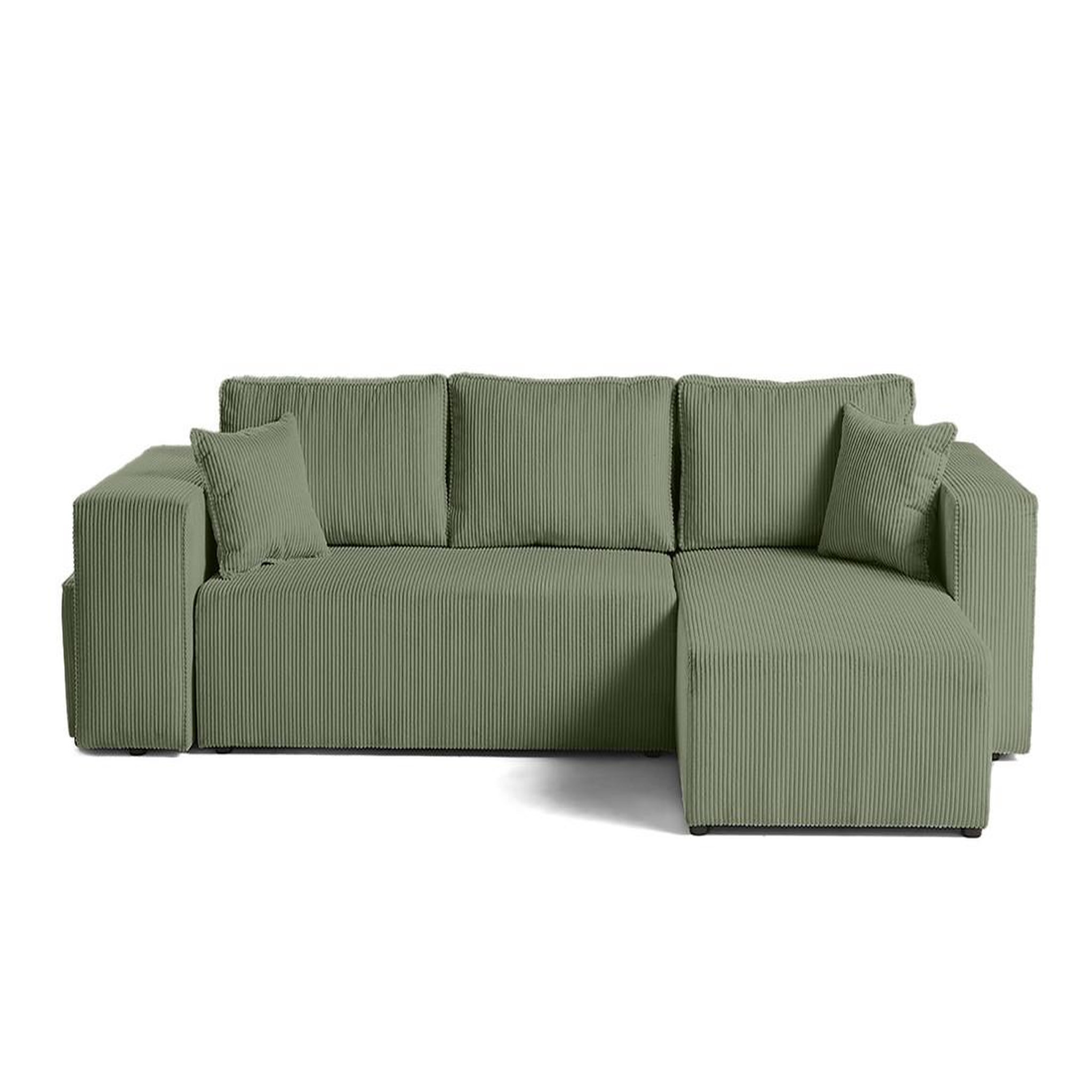 Voir la diapositive 1 : BEST MOBILIER Topaze - canapé d'angle réversible 4 places - convertible avec coffre, tablette et poufs - en velours côtelé