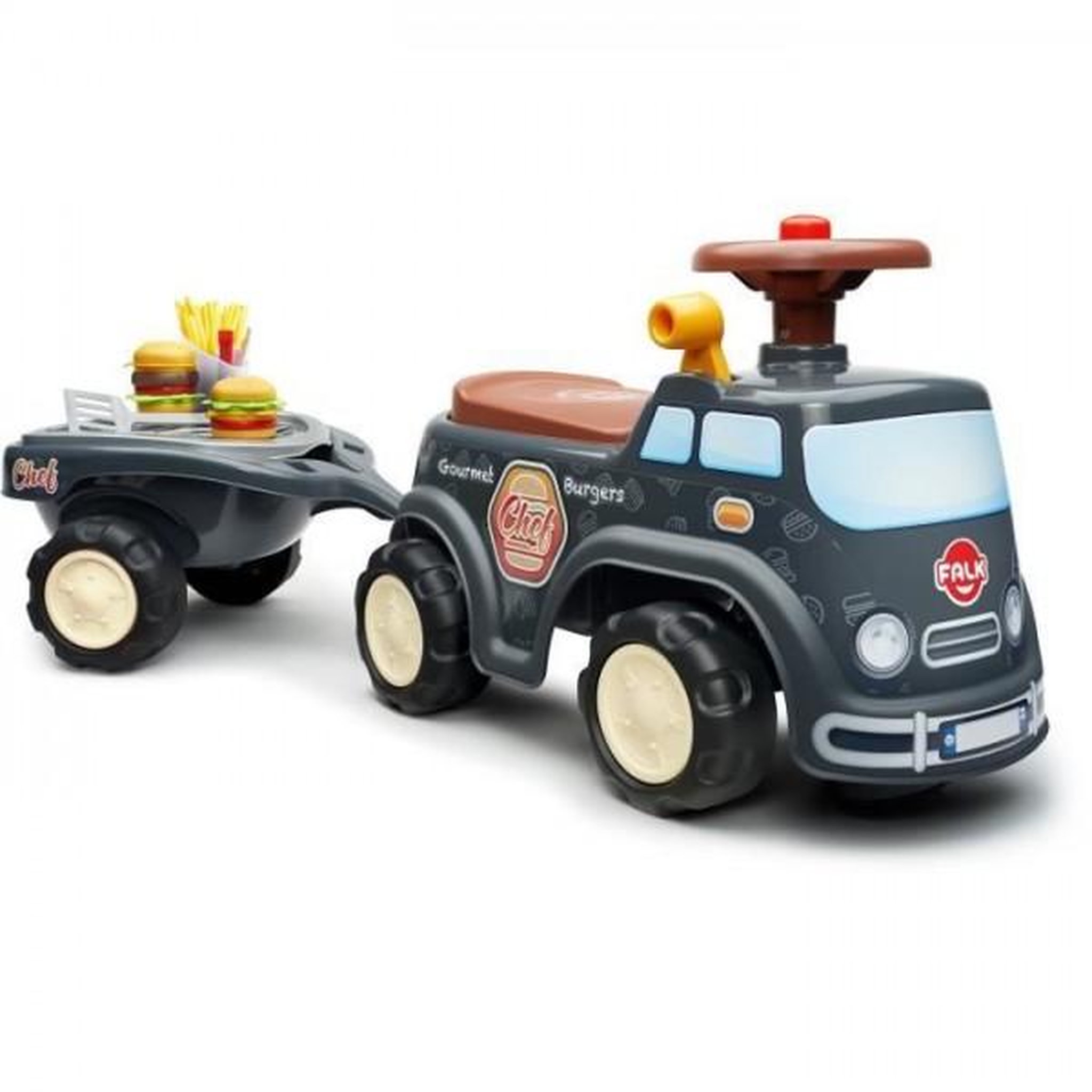 FALK Porteur Trotteur  - FALK - Food Truck - Volant directionnel - Remorque - Des 12 Mois - 100% Fabriqué en France
