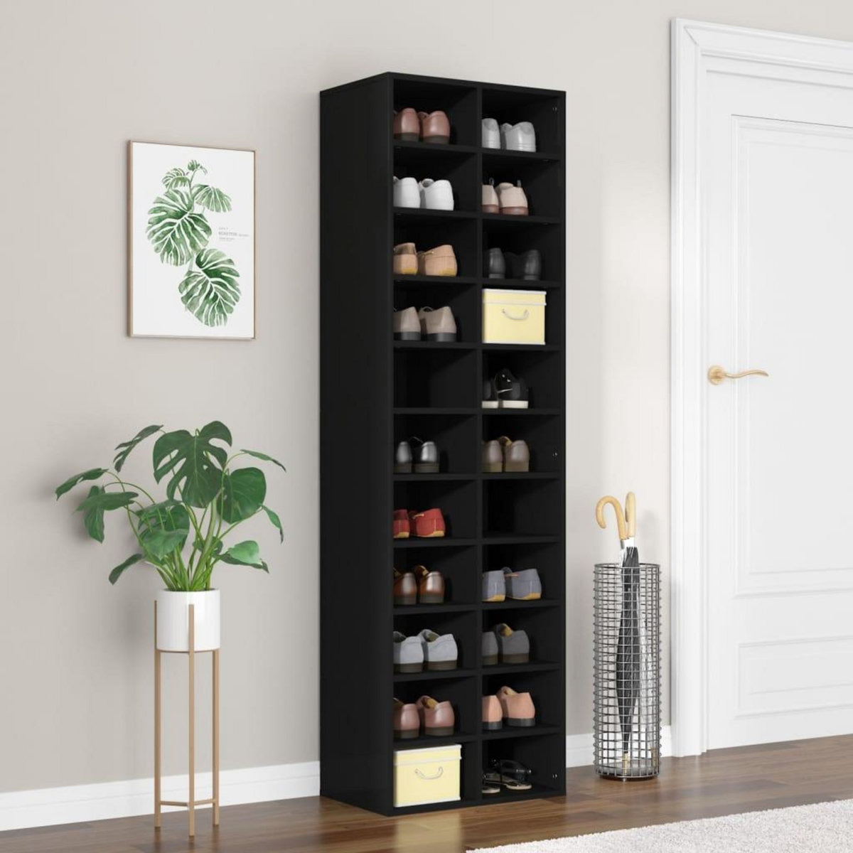 VIDAXL Armoire a chaussures noir 54 x 34 x 183 cm bois d'ingenierie