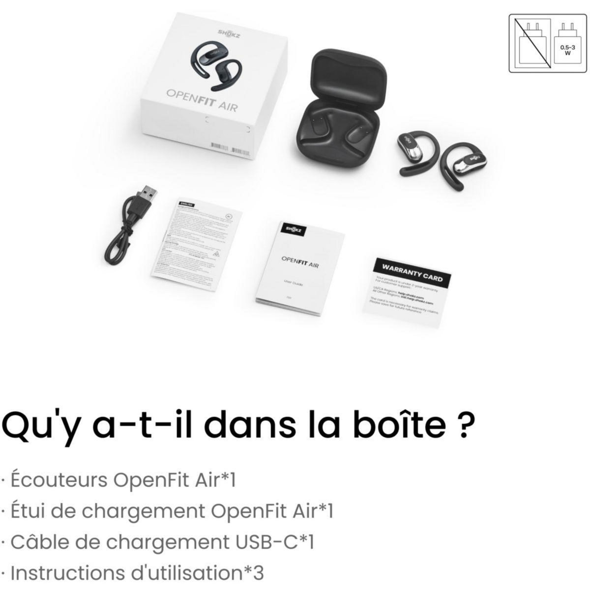 SHOKZ Ecouteurs OpenFit Air Noir