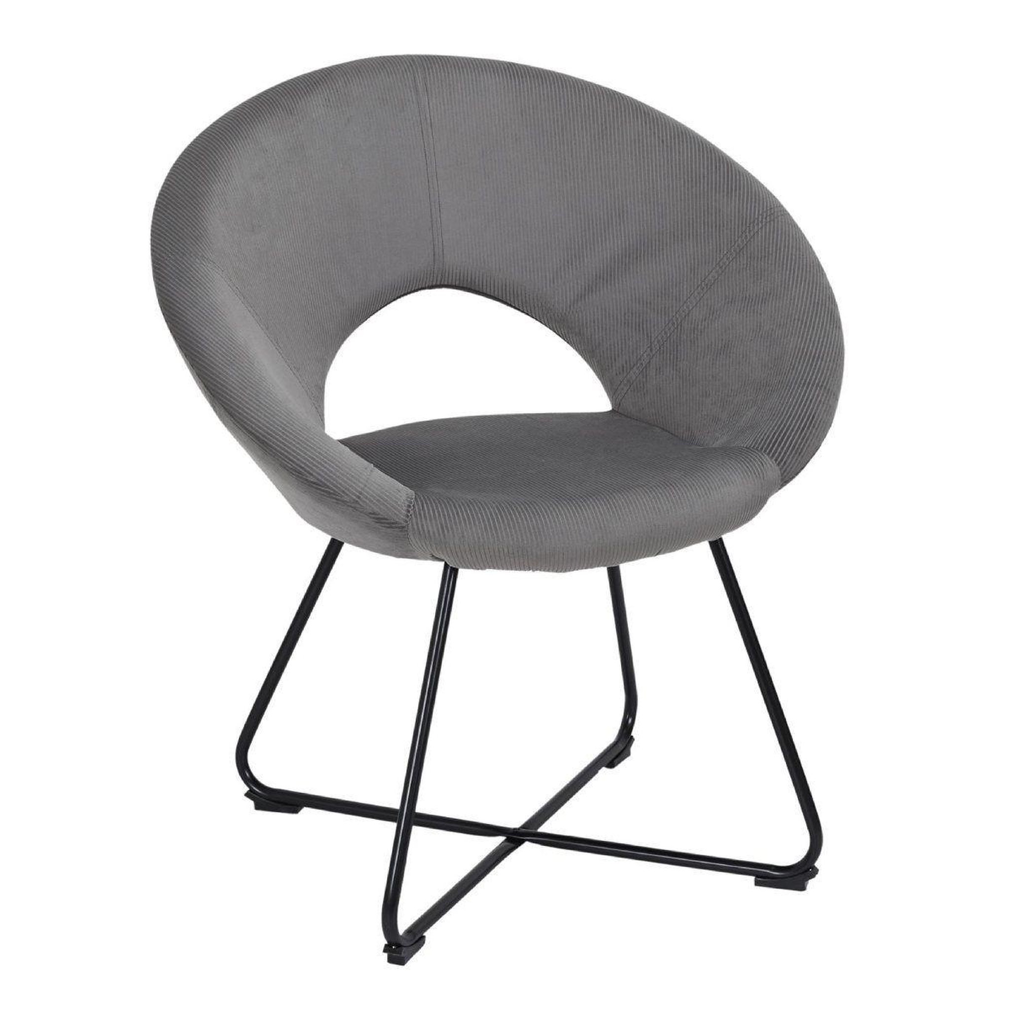 The Home Deco Factory Fauteuil design velours côtelé  giulia  84cm gris