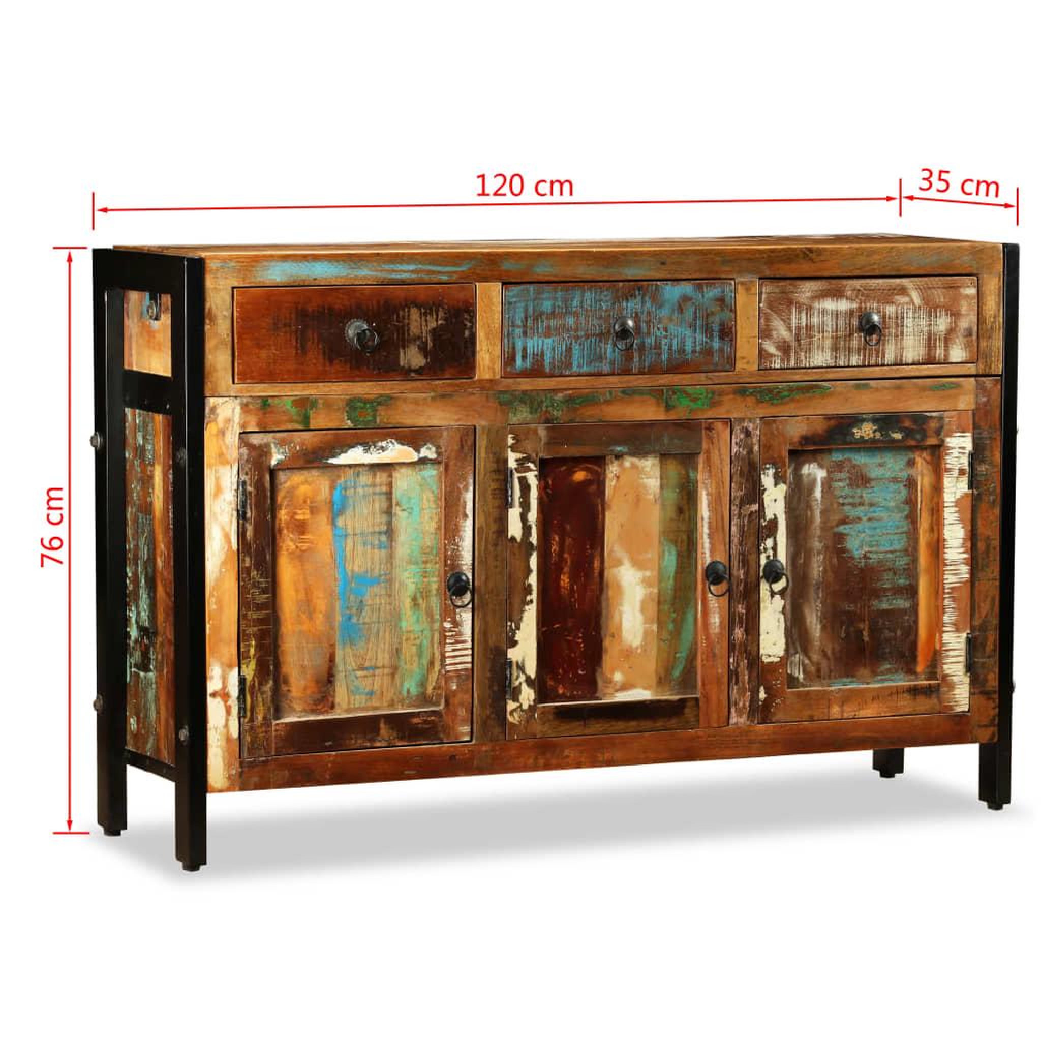 Voir la diapositive 6 : VIDAXL Buffet Bois de recuperation massif 120x35x76 cm