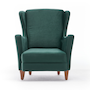 Voir la diapositive 1 : CONCEPT USINE Fauteuil à oreilles en velours vert WILLIAMS