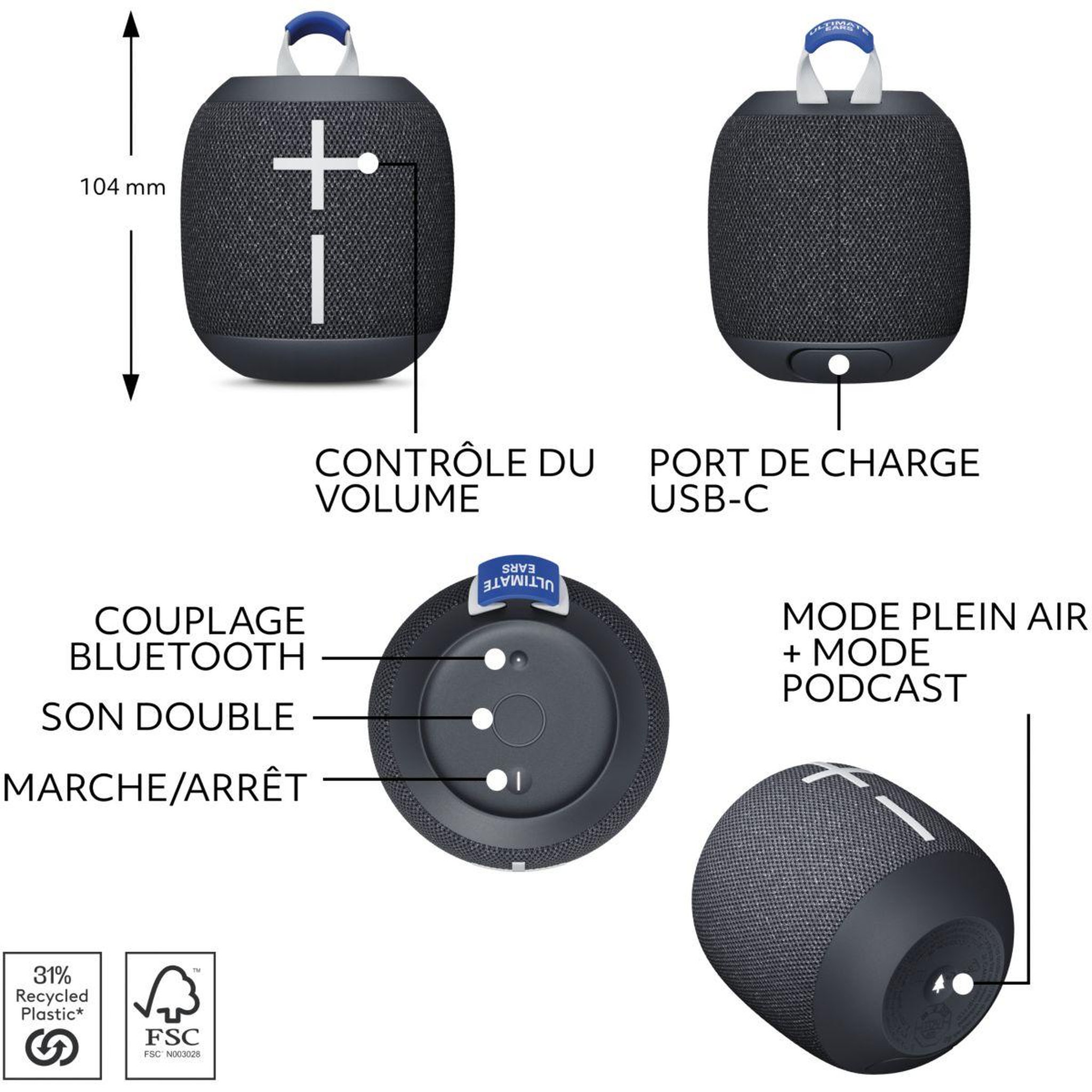 Voir la diapositive 5 : Ultimate ears Enceinte portable Wonderboom 4 Noir