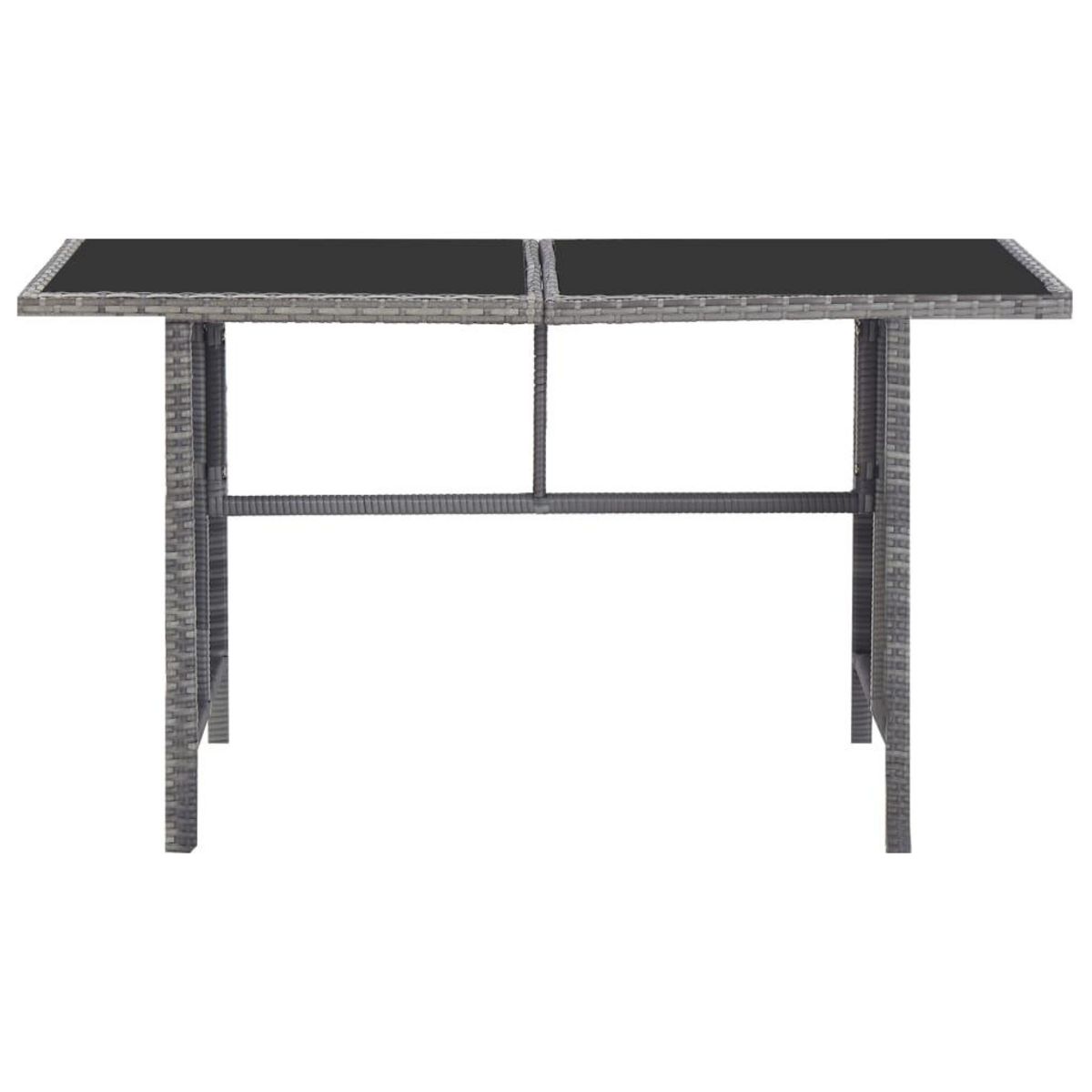 VIDAXL Ensemble a manger d'exterieur 5pcs coussins Resine tressee Gris