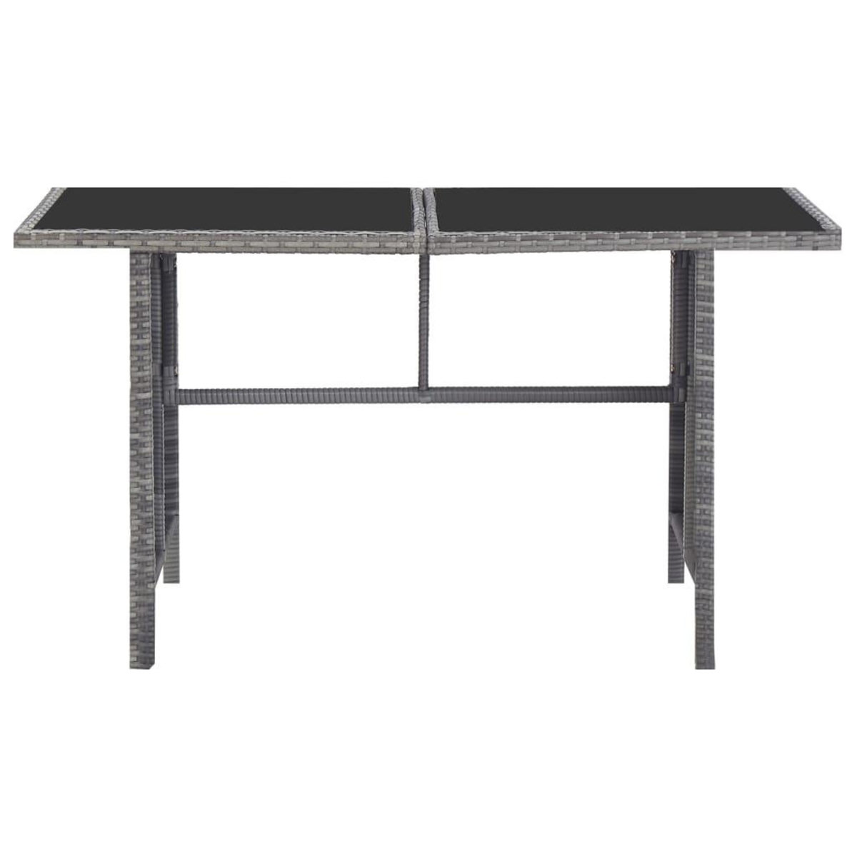 VIDAXL Ensemble a manger d'exterieur 5pcs coussins Resine tressee Gris