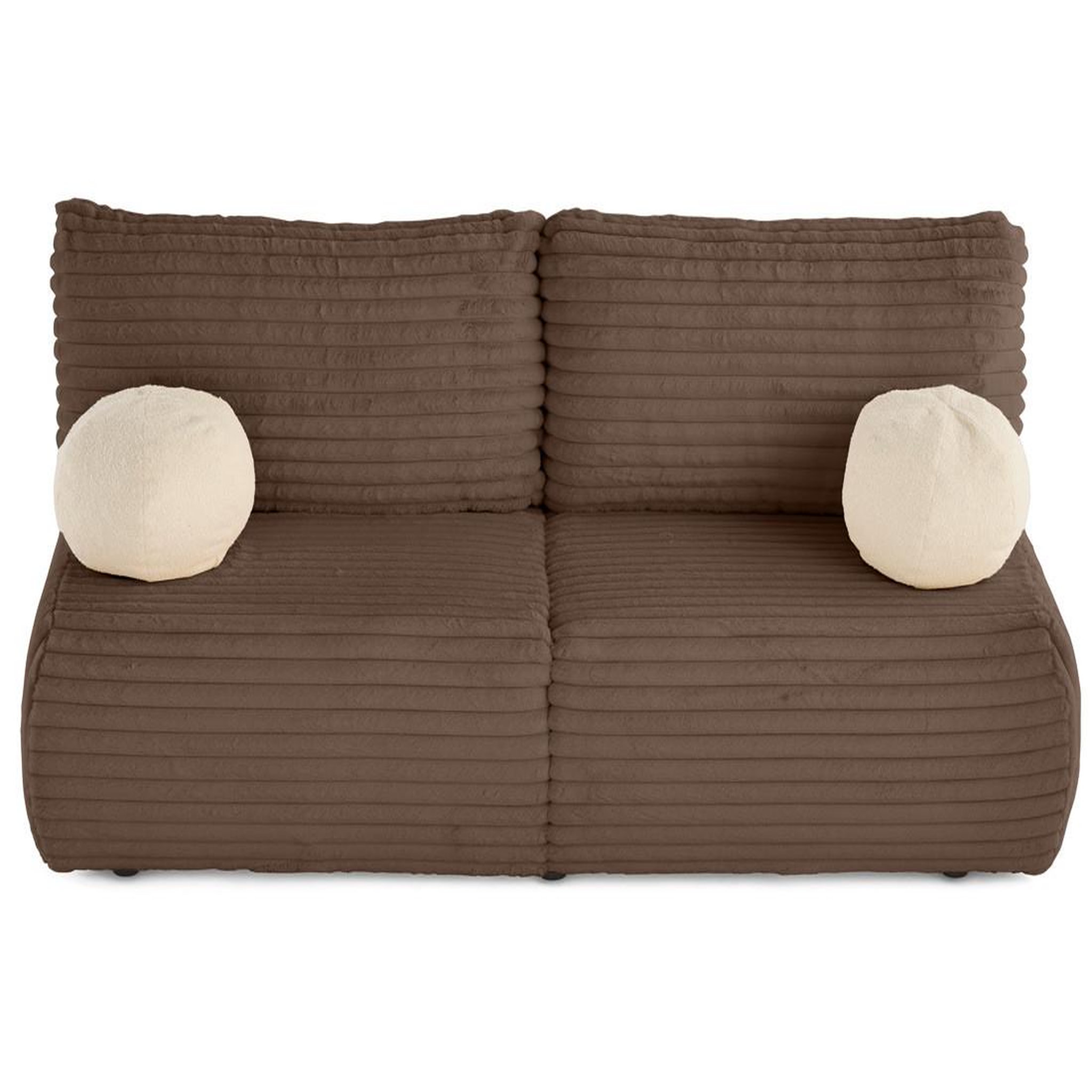 Voir la diapositive 4 : BEST MOBILIER Marvin - canapé 3 places convertible et coffre en fausse fourrure côtelée avec 2 coussins boule inclus