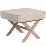 HOMCOM Pouf repose-pied style nordique piètement croisé bois hévéa tissu beige