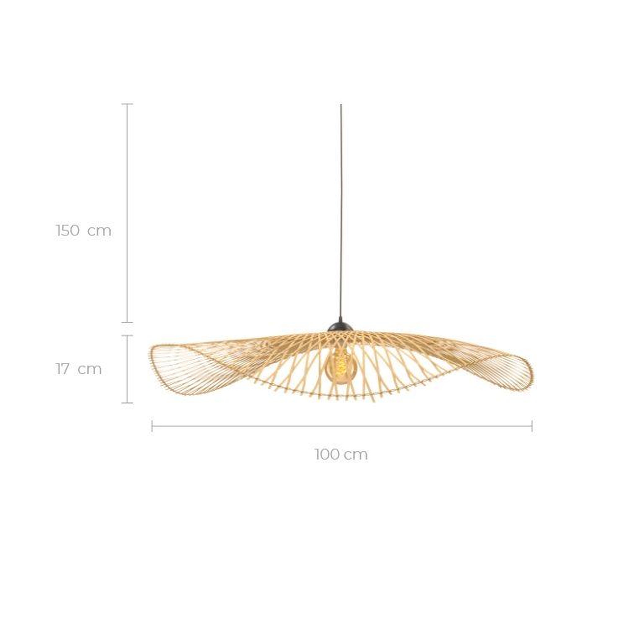 Voir la diapositive 4 : MAISON PAVANE Suspension D100 cm en bambou avec fil noir-Jipi
