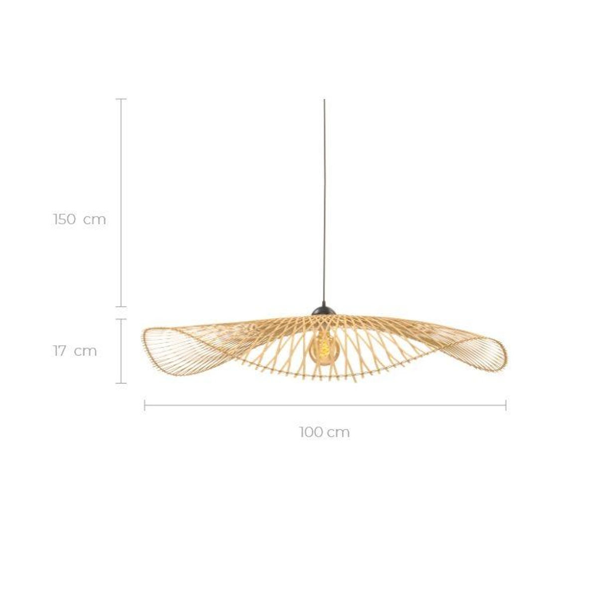 Rendez vous déco Suspension D100 cm en bambou avec fil noir-Jipi