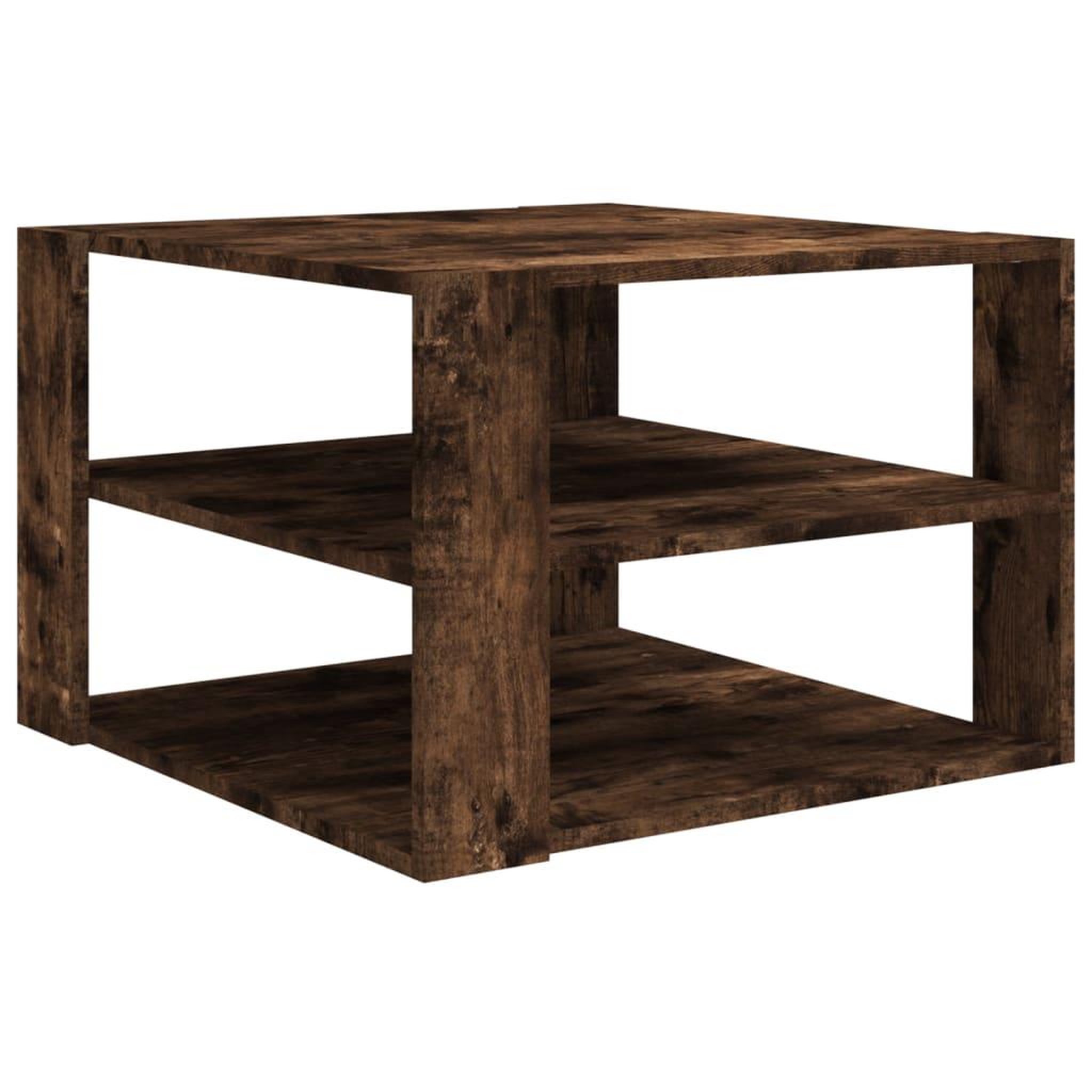 Voir la diapositive 2 : VIDAXL Table basse Chene fume 60x60x40 cm Bois d'ingenierie