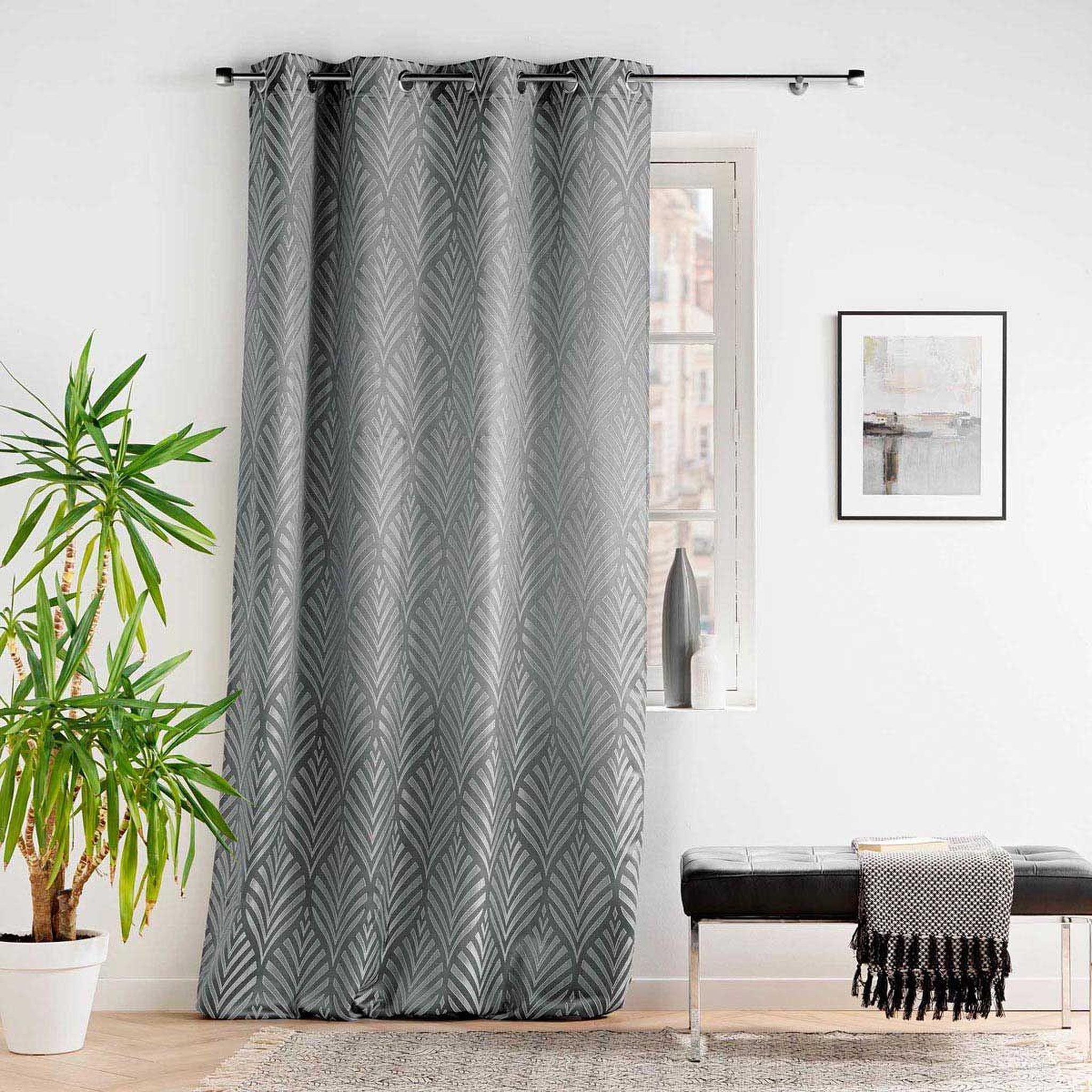 Voir la diapositive 5 : Douceur d'Intérieur Rideau à œillets jacquard  victoria  140x260cm gris