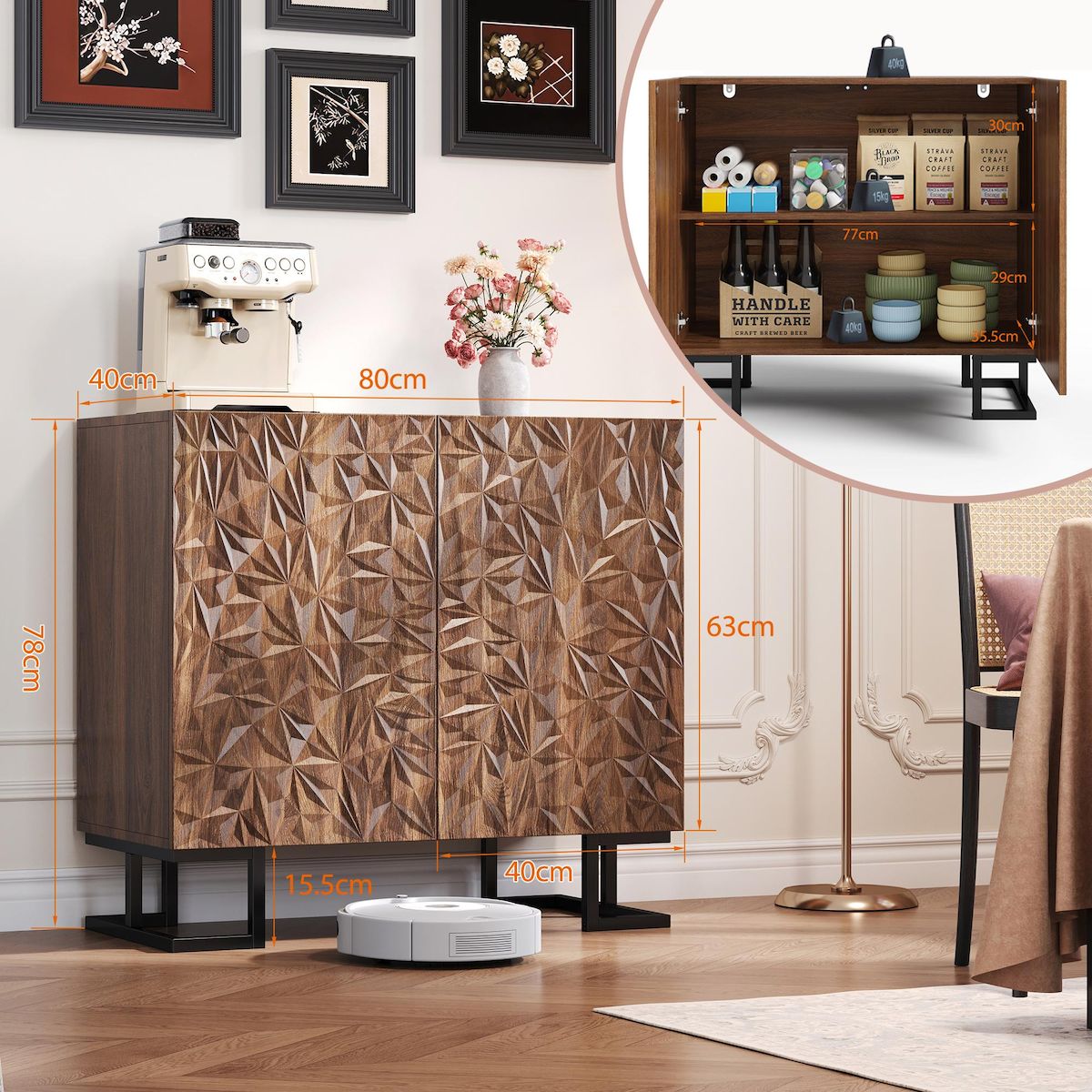MERAX Buffet 2 porte(s) 0 tiroir(s) - 80 cm marron mdf