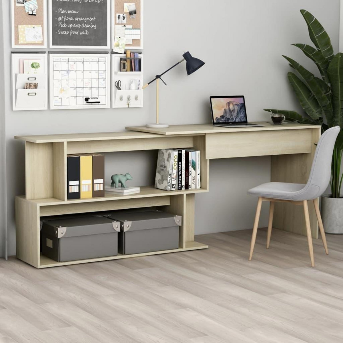 VIDAXL Bureau d'angle Chene sonoma 200x50x76 cm Bois d'ingenierie