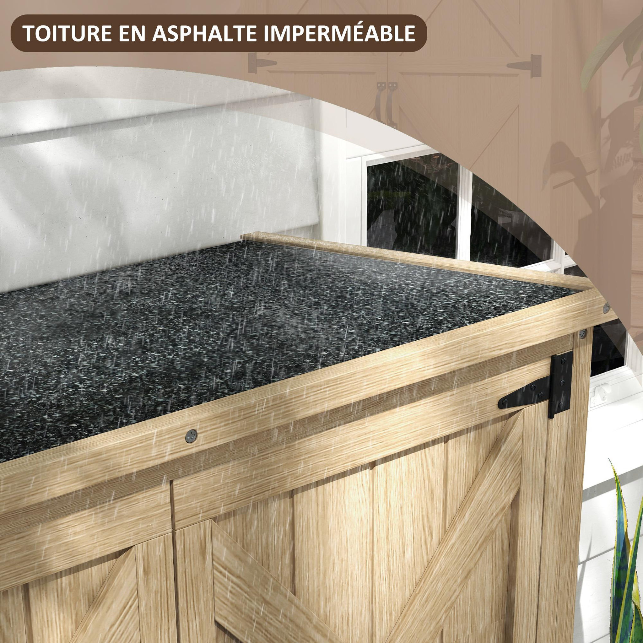 Voir la diapositive 5 : OUTSUNNY Armoire de jardin abri de jardin 2 portes croisillons 2 étagères toit bitumé bois sapin pré-huilé