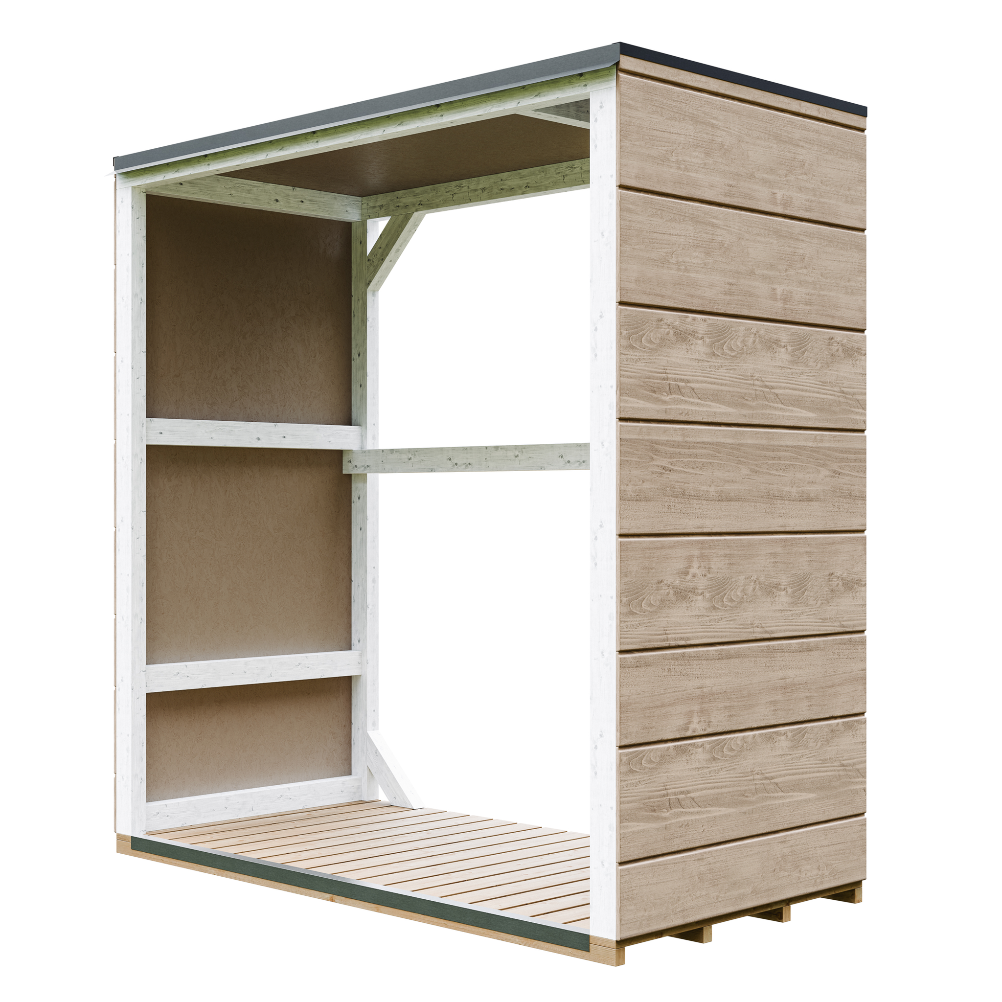 Voir la diapositive 2 : TIMBELA Abri à bûches, bois extérieur 1,14 m² Abri à bois extérieur M980-1