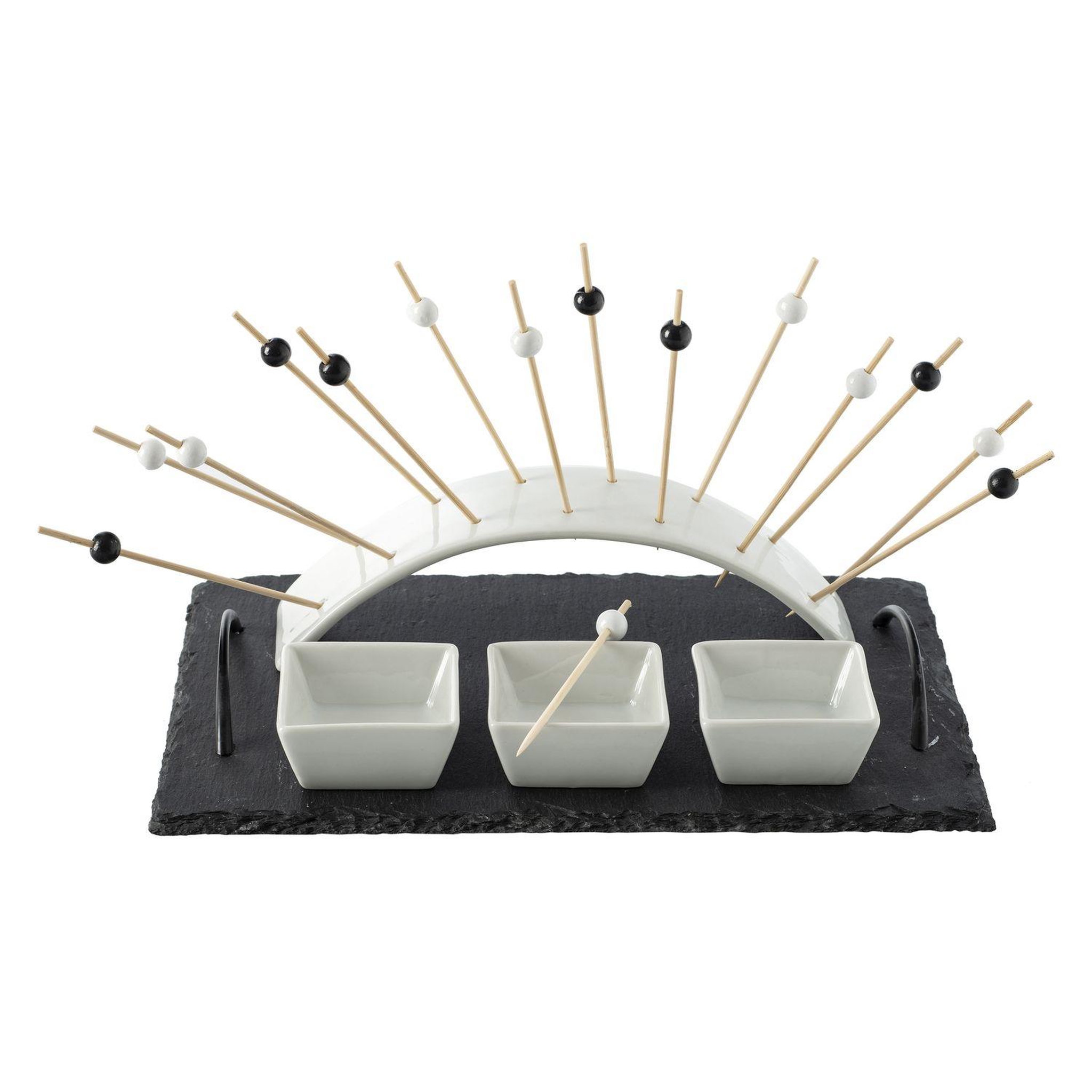 Voir la diapositive 1 : SECRET DE GOURMET Set apéritif design ardoise Arc - 5 Pièces - Noir