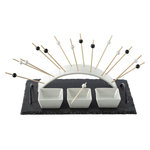 SECRET DE GOURMET Set apéritif design ardoise Arc - 5 Pièces - Noir