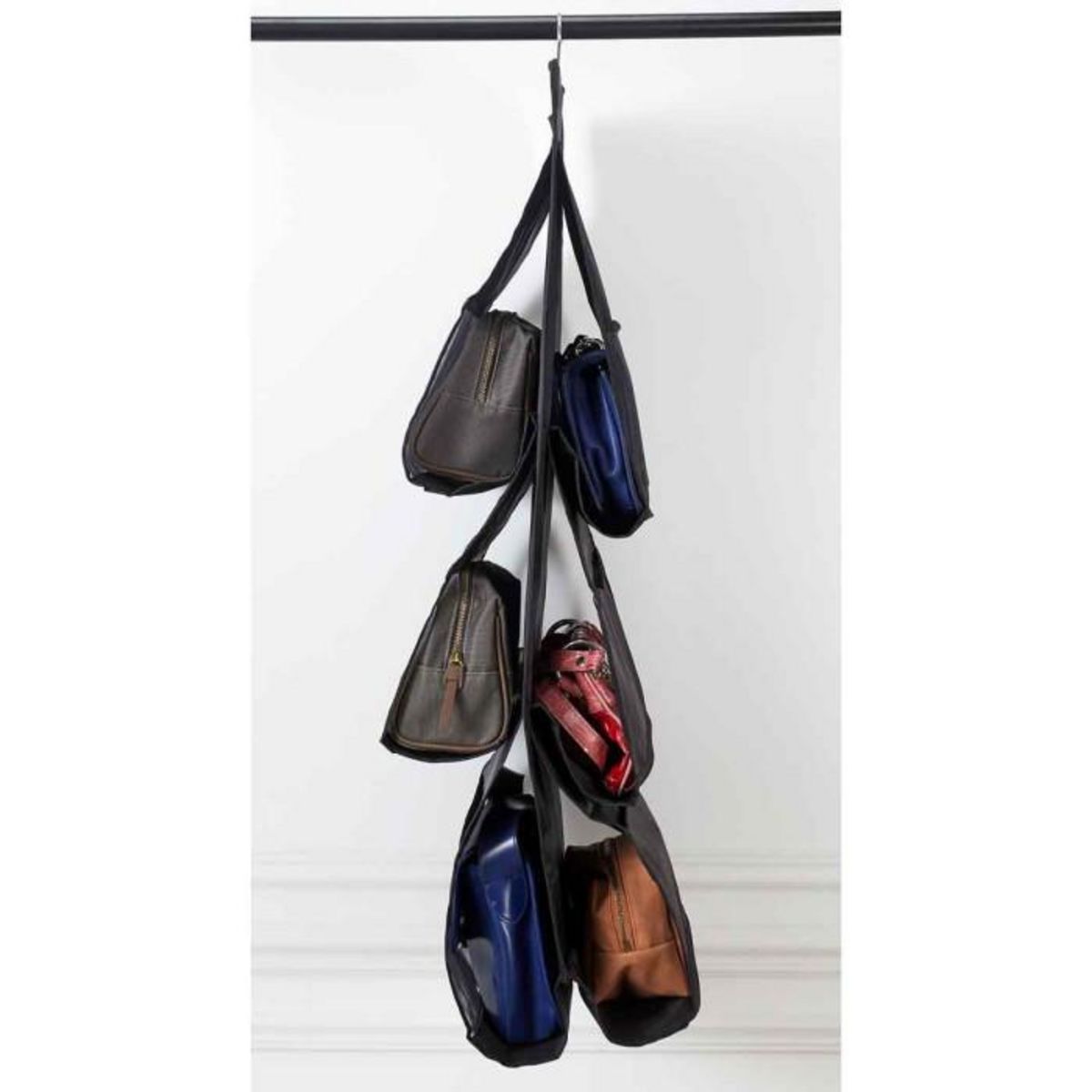 Paris Prix Rangement à Suspendre  6 Sacs à Main  83cm Noir