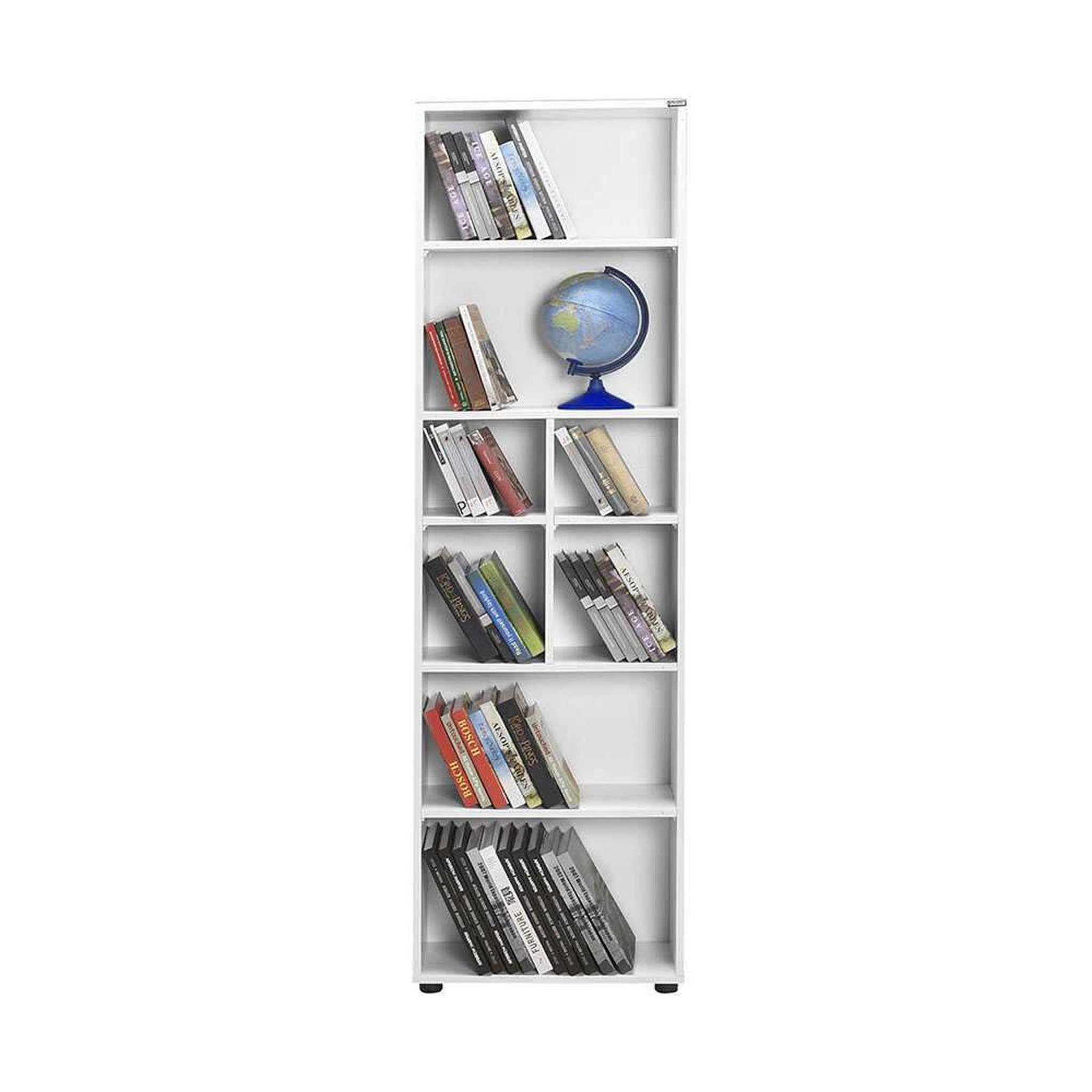 Voir la diapositive 3 : TOILINUX Bibliothèque haute 6 niveaux ouverts lignea - blanc