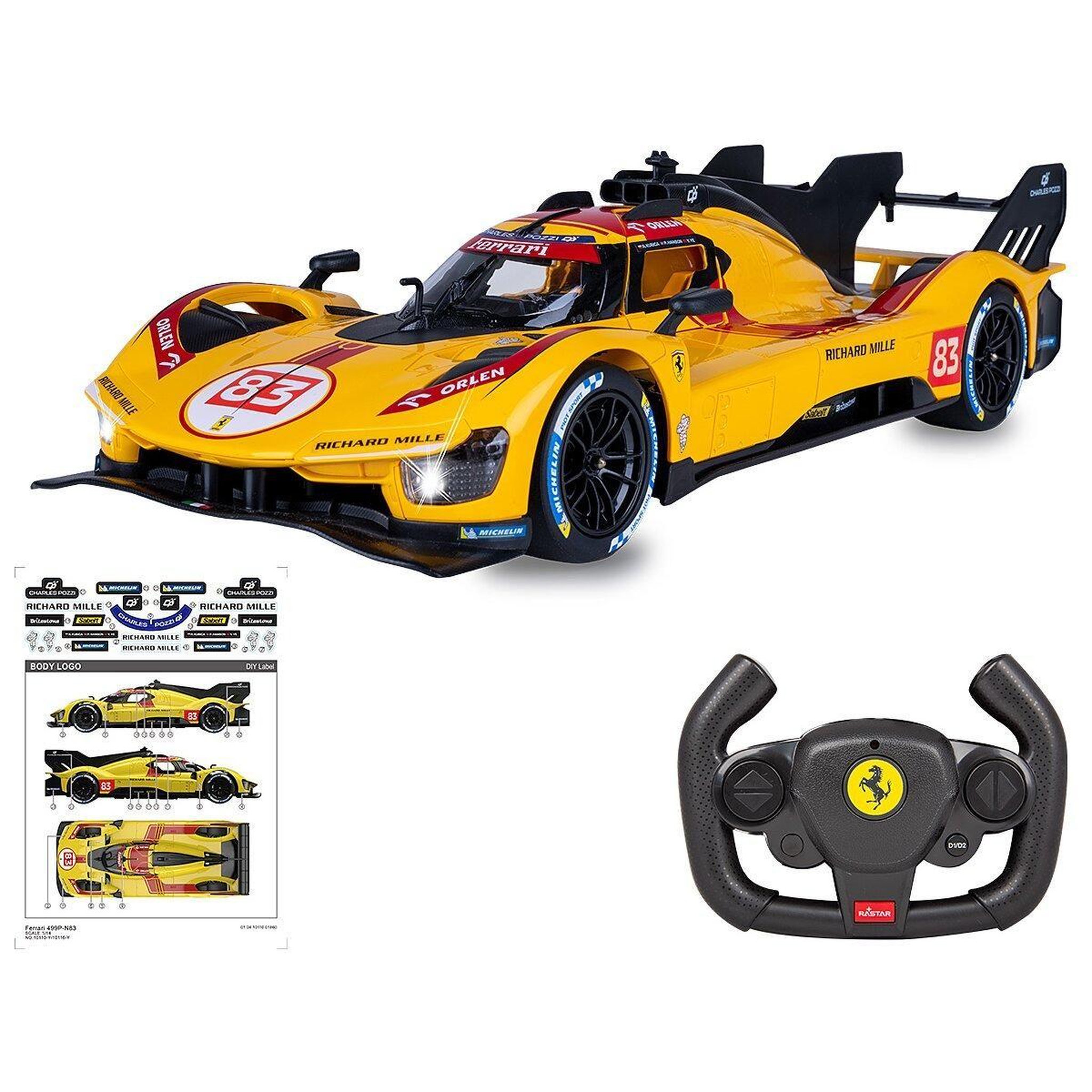 Voir la diapositive 4 : Jamara Voiture télécommandée ferrari 499p-n83 1:14 jaune 2,4ghz porte manuelle