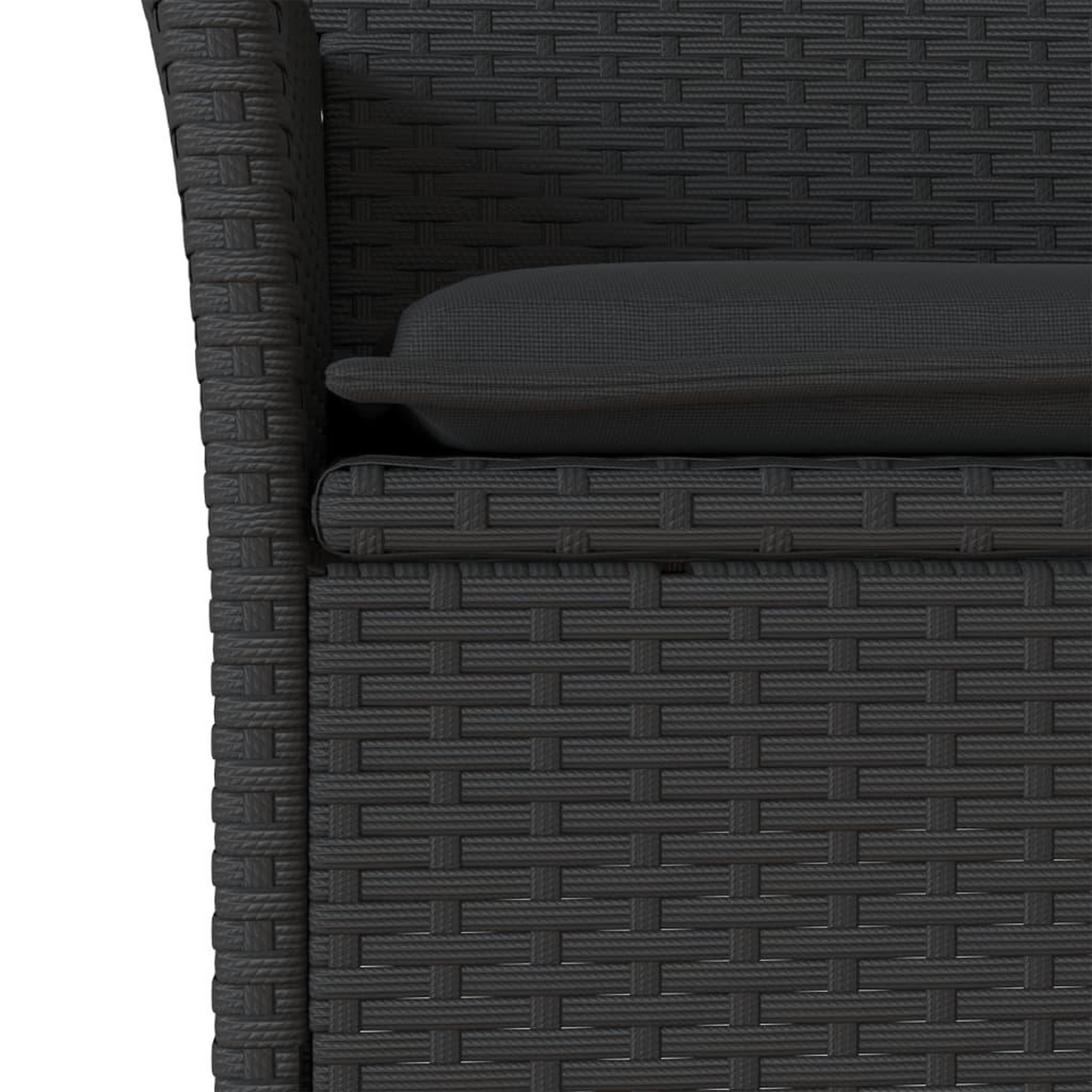 Voir la diapositive 5 : VIDAXL Ensemble a manger de jardin et coussins 3 pcs noir rotin verre