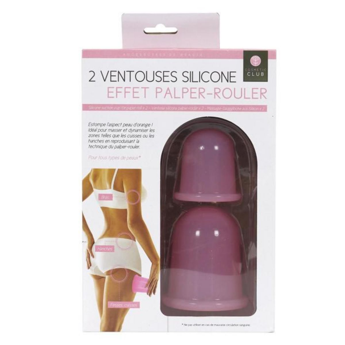 Paris Prix Lot de 2 Ventouses Silicone  Cellulite  8cm Rose