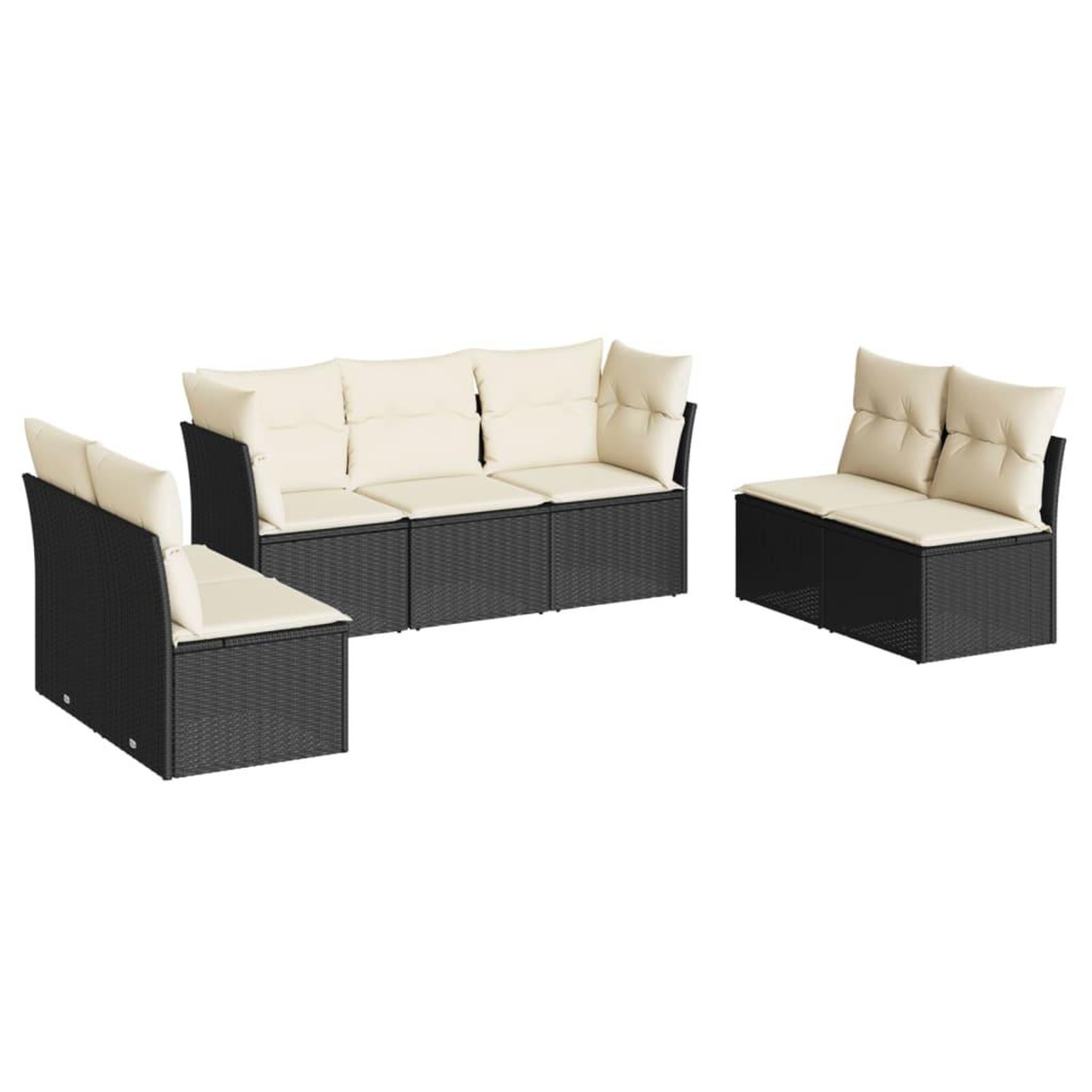 Voir la diapositive 2 : VIDAXL Salon de jardin 7 pcs avec coussins noir resine tressee