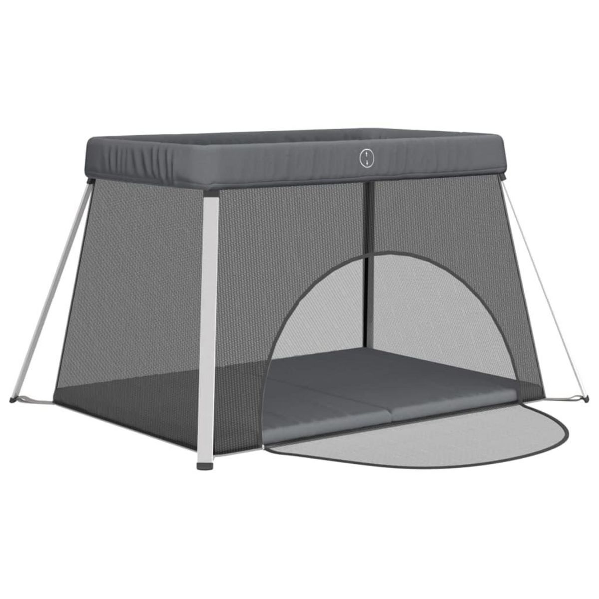 VIDAXL Parc pour bebe avec matelas Gris fonce Tissu de lin