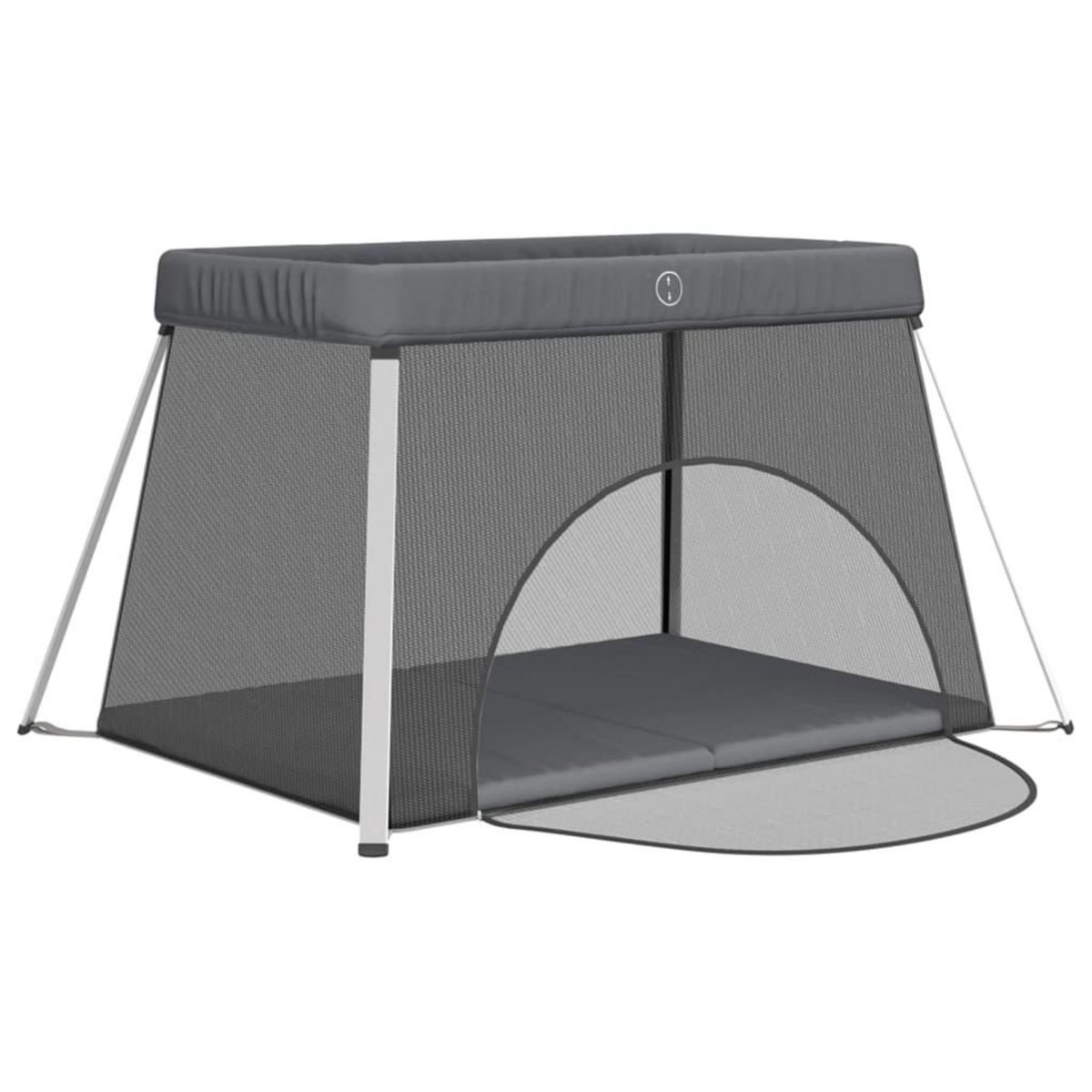 VIDAXL Parc pour bebe avec matelas Gris fonce Tissu de lin