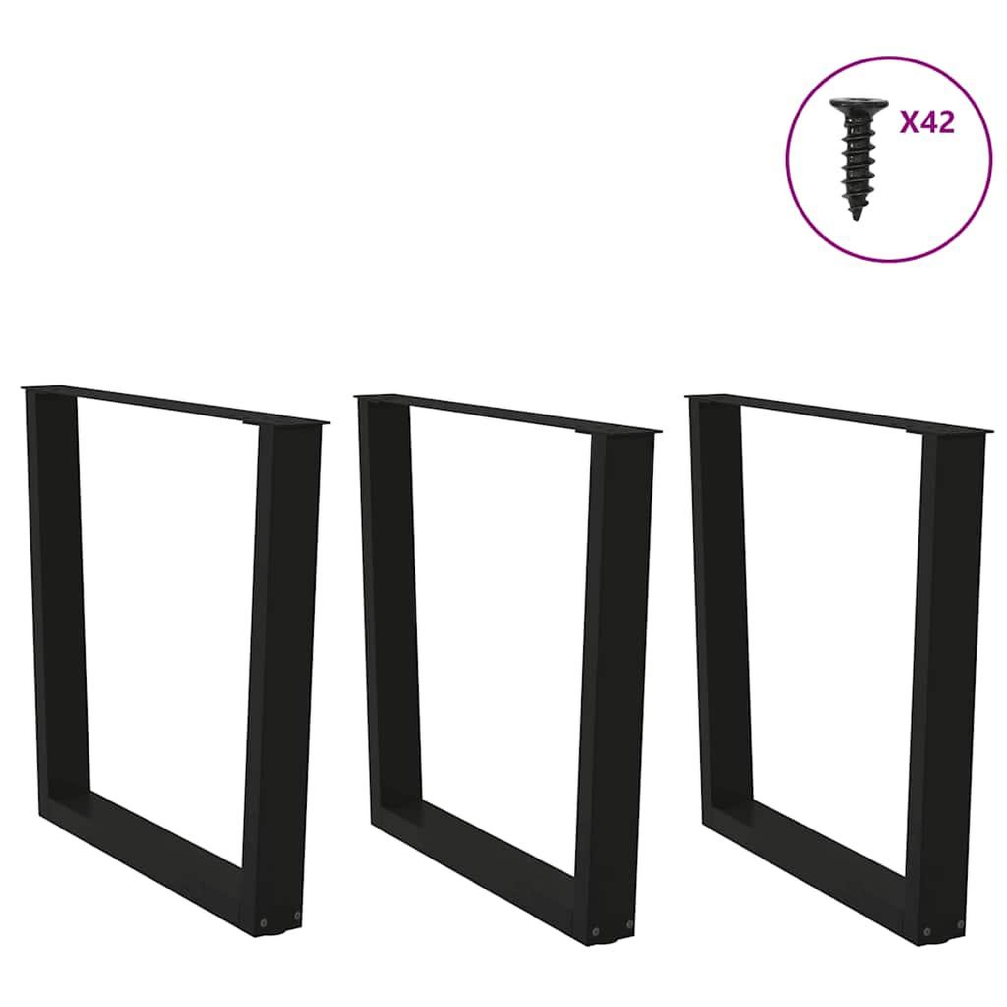 Voir la diapositive 3 : VIDAXL Pieds de table a manger forme de V 3 pcs noir 80x(72-73,3) cm