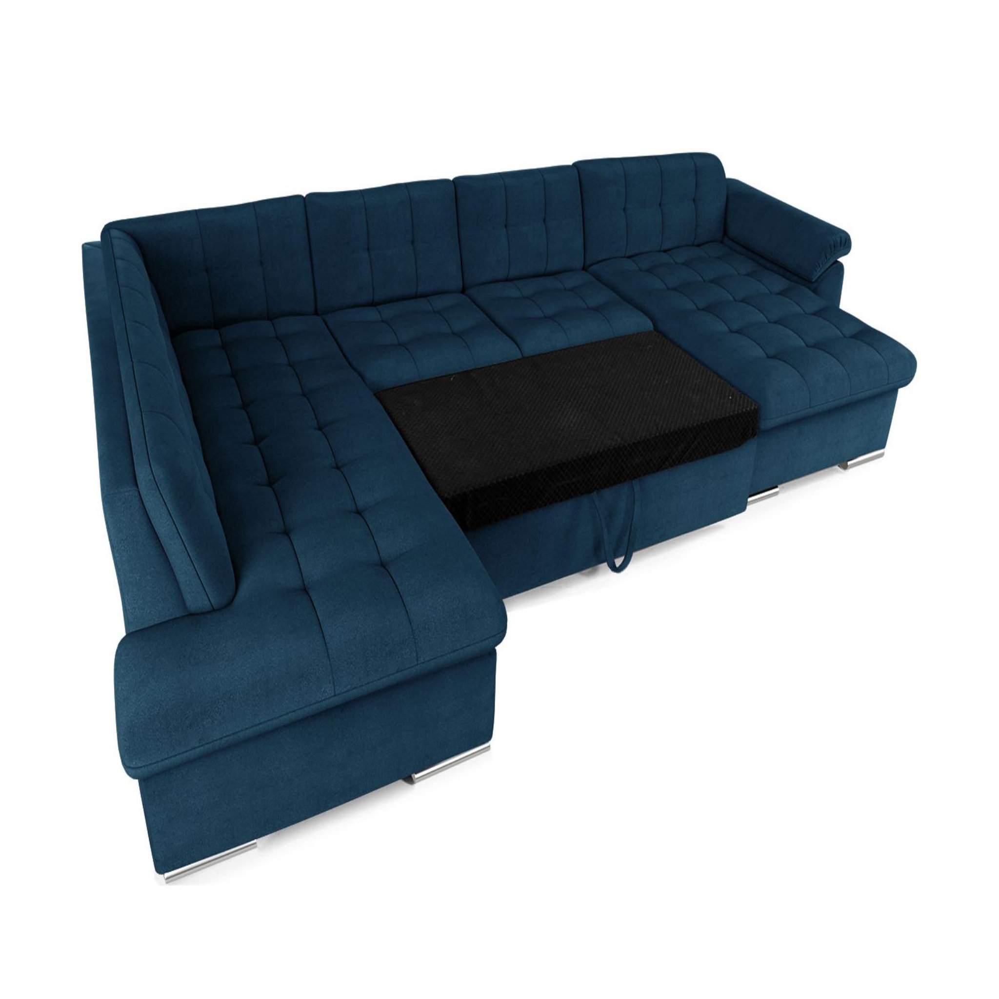 Voir la diapositive 2 : BEST MOBILIER Chuck - canapé panoramique xxl - convertible avec coffre - 7 places - gauche