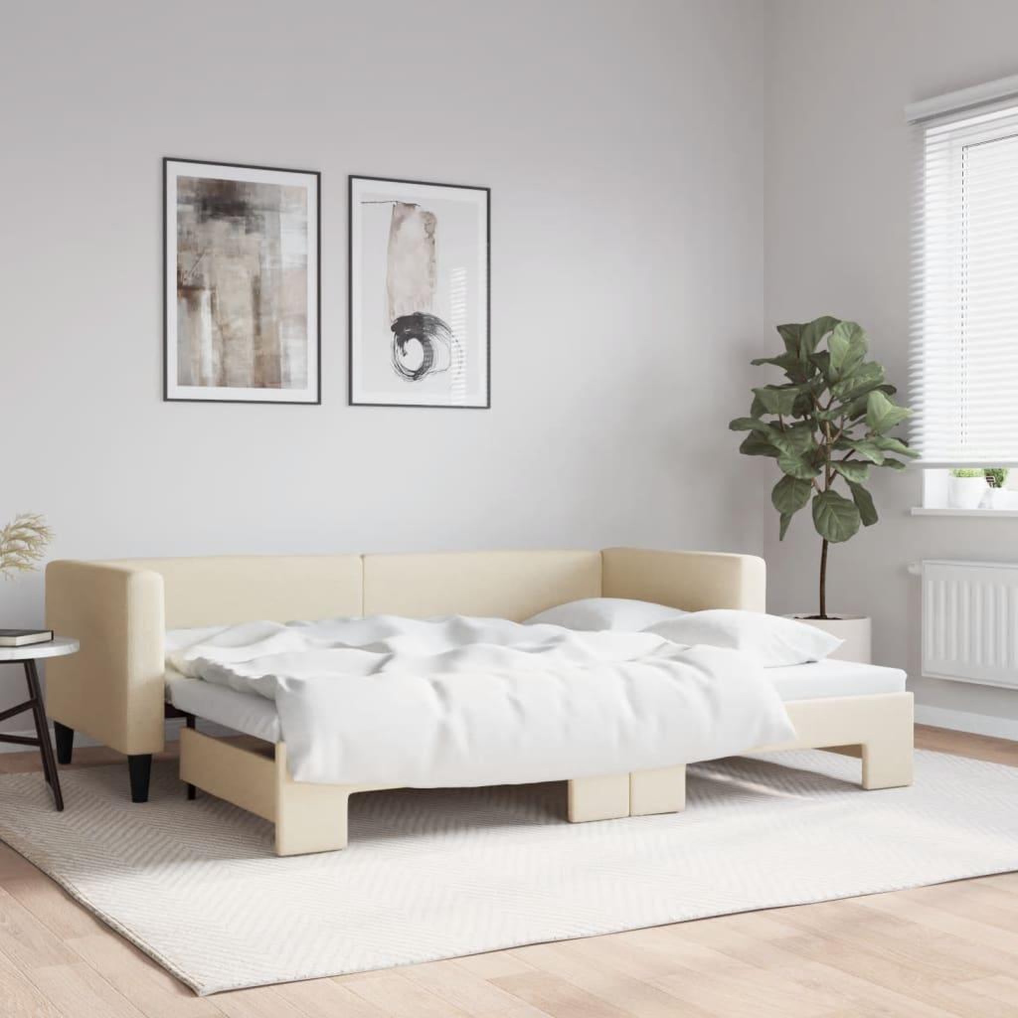 VIDAXL Lit de jour avec gigogne sans matelas creme 80x200 cm