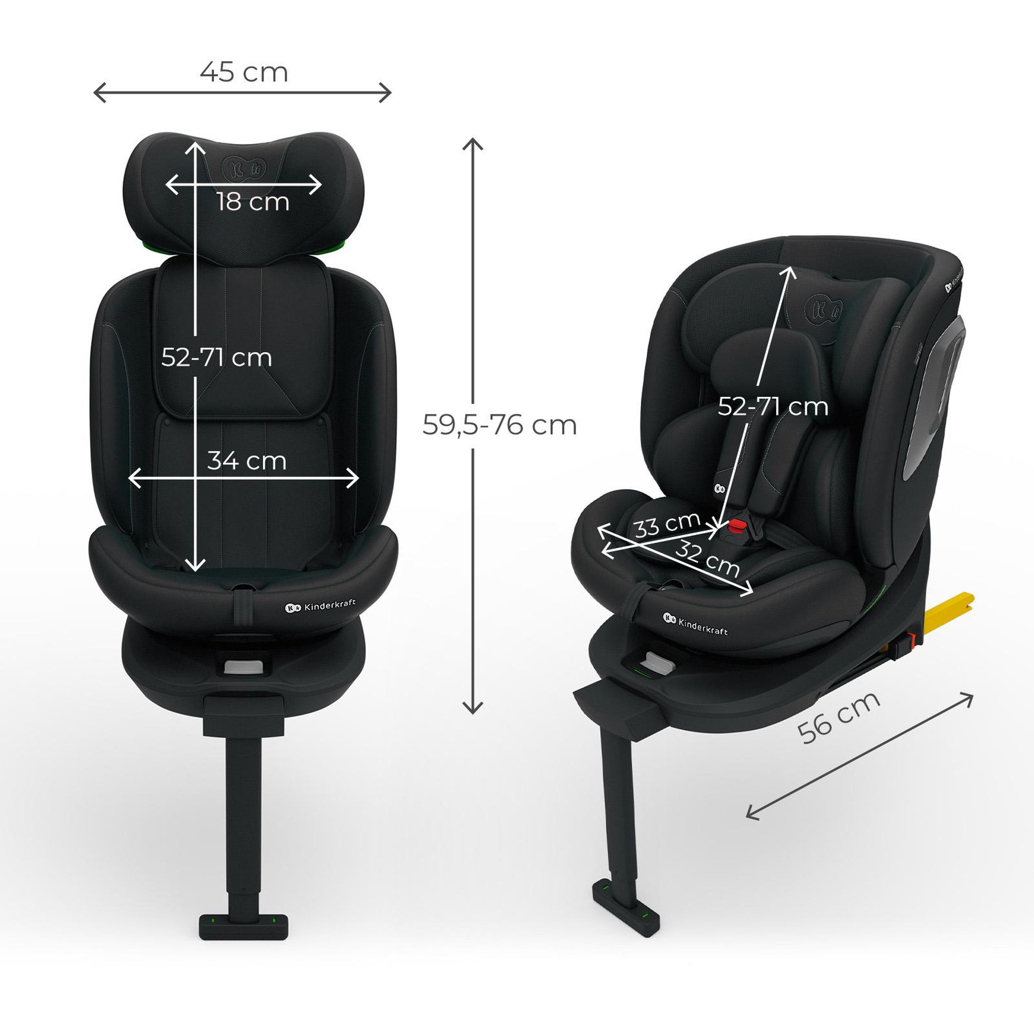 Voir la diapositive 1 : KINDERKRAFT Siège auto I-360 2 PLUS i-Size 40-150 cm, rotation 360°, ISOFIX, dos et face route, 4-en-1