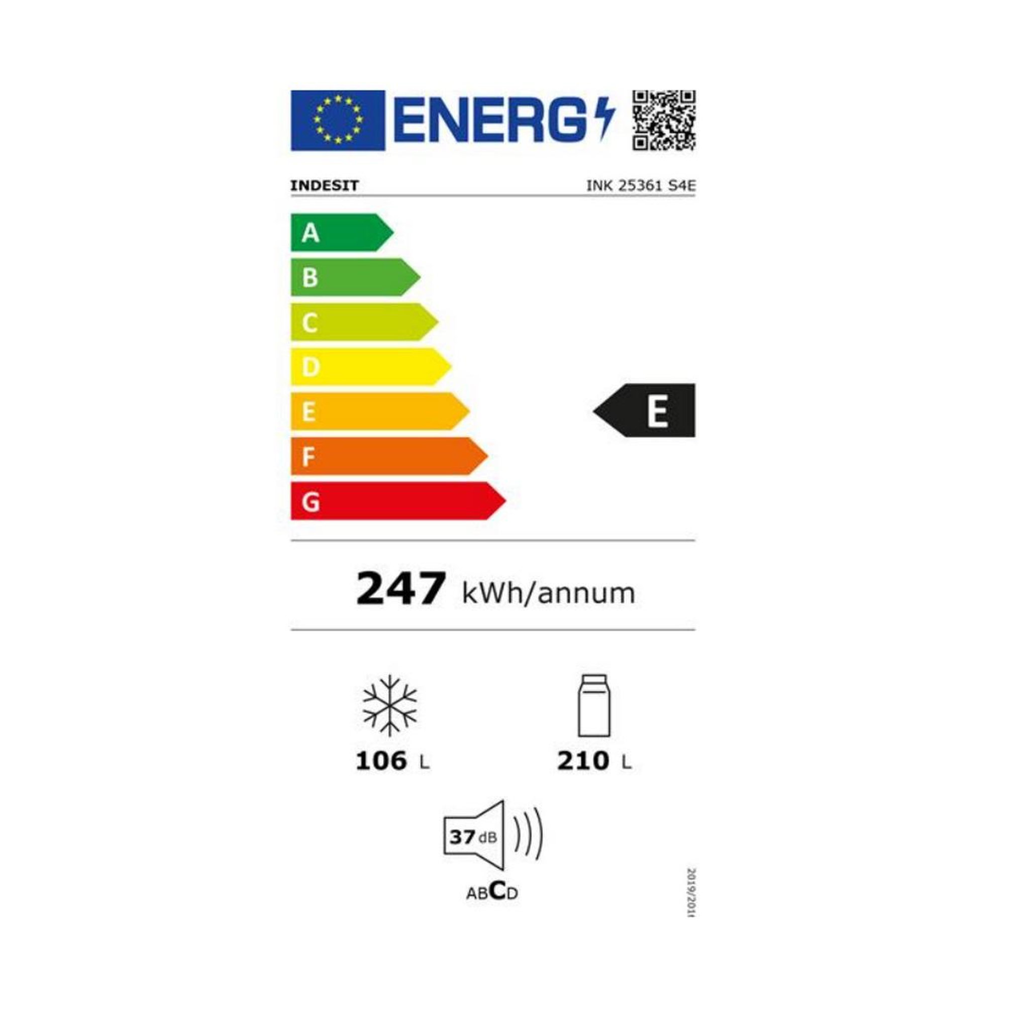 Voir la diapositive 2 : Indesit Le réfrigérateur combiné 59.5cm 316l nofrost - ink25361s4e
