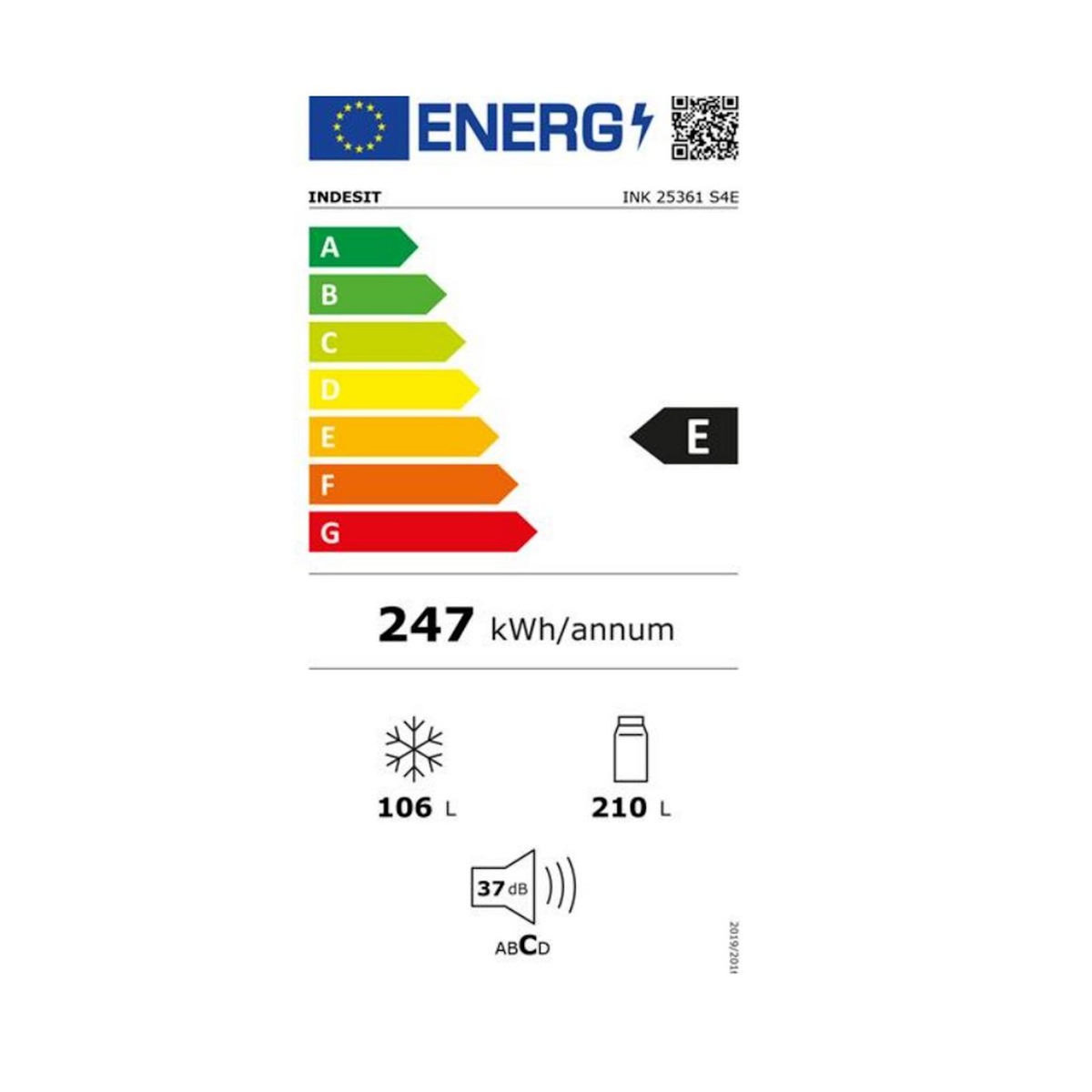 Indesit Le réfrigérateur combiné 59.5cm 316l nofrost - INK25361S4E
