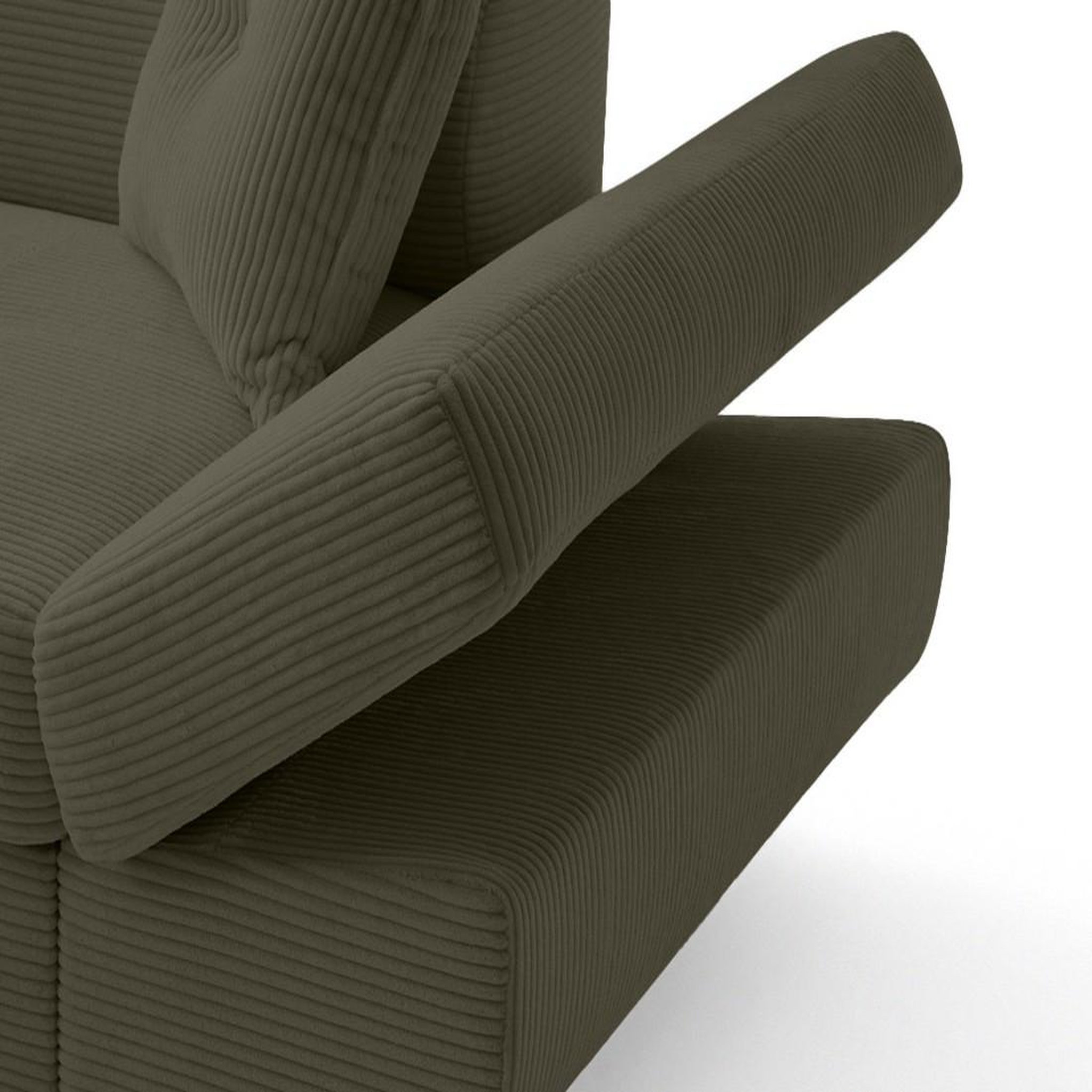 Voir la diapositive 4 : BEST MOBILIER Lisbona - canapé d'angle gauche 5 places convertible avec têtières en velours côtelé