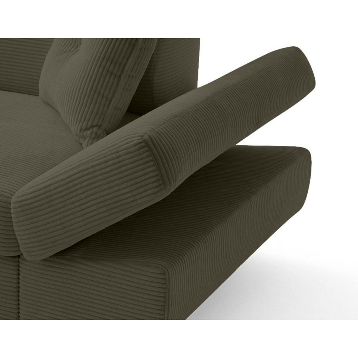 BEST MOBILIER Lisbona - canapé d'angle gauche 5 places convertible avec têtières en velours côtelé