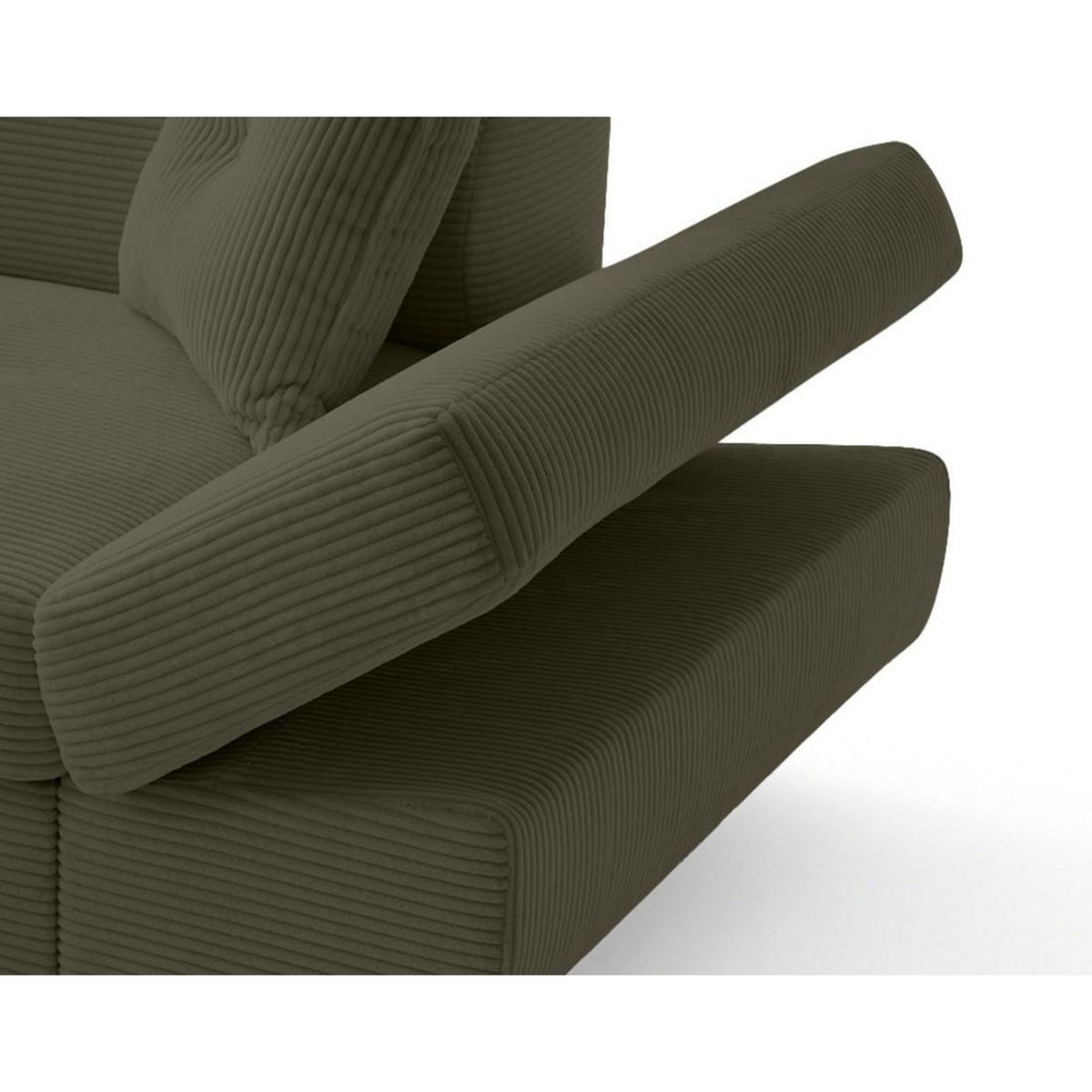 BEST MOBILIER Lisbona - canapé d'angle gauche 5 places convertible avec têtières en velours côtelé