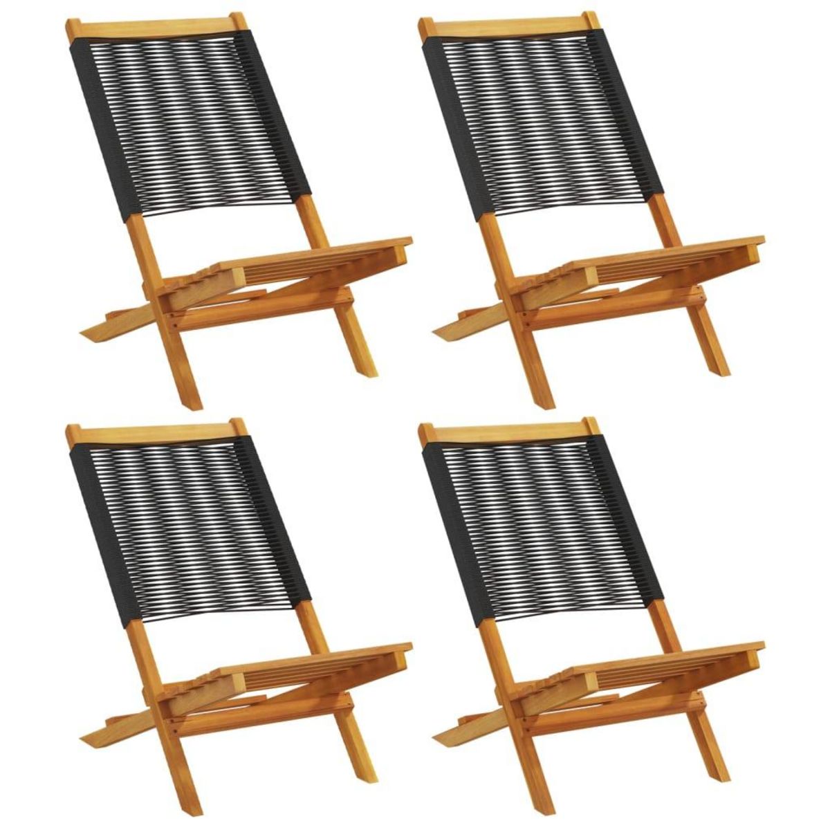 VIDAXL Chaises de jardin pliantes lot de 4 noir bois d'acacia massif