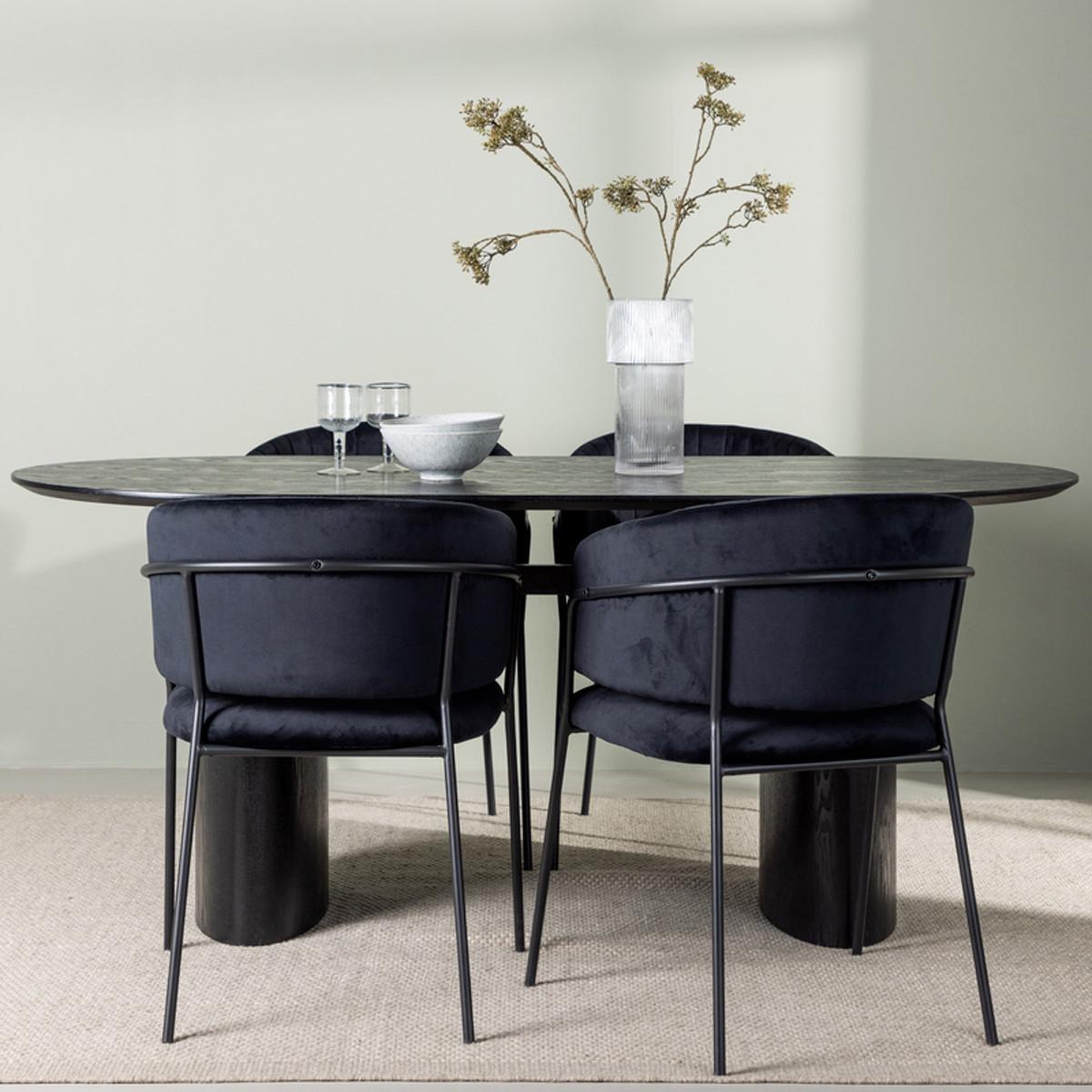 Voir la diapositive 5 : Paris Prix Ensemble table à manger & 4 chaises  isolde & selma  180cm noir